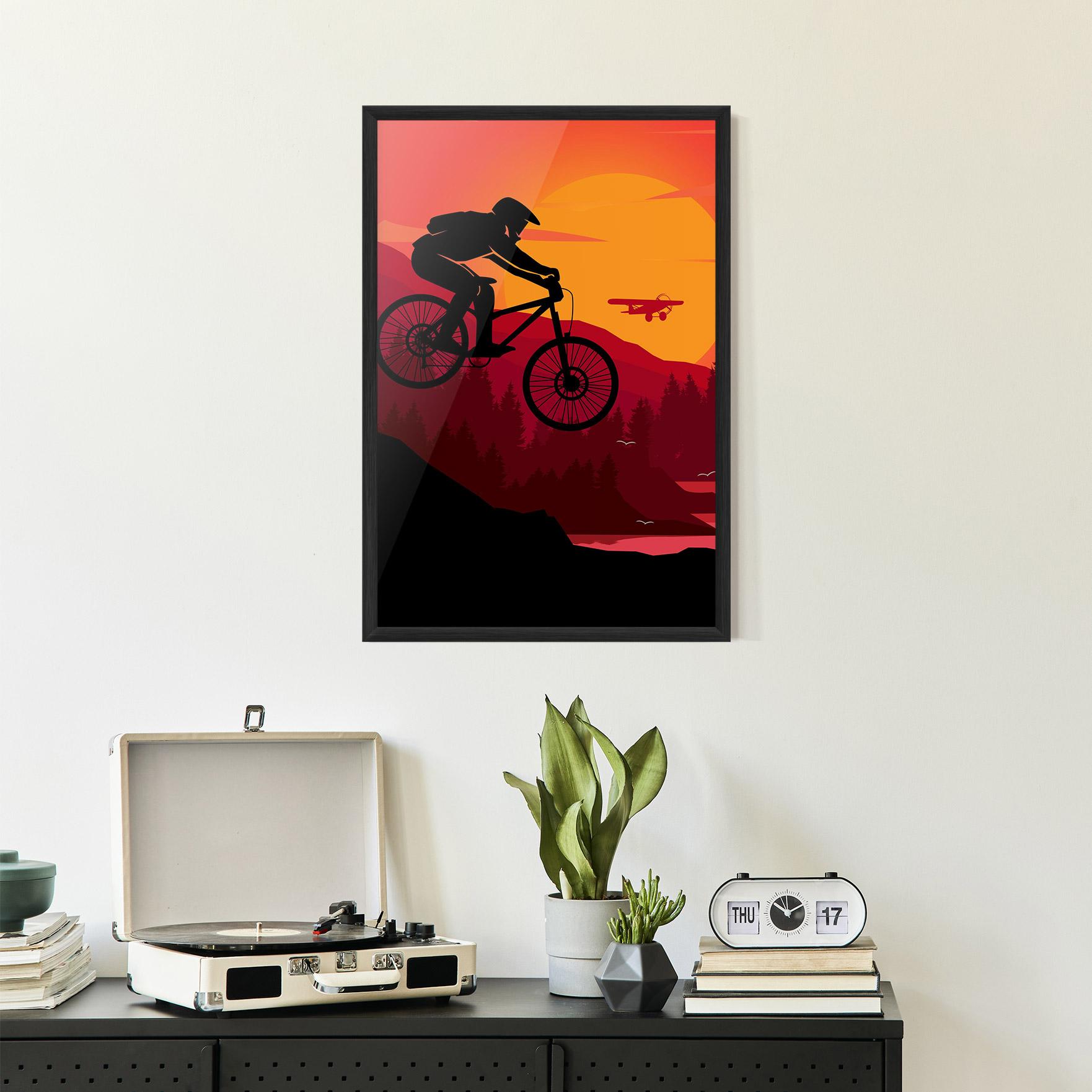 Keretezett Poszter Mountain Bike Sunset mockup 2