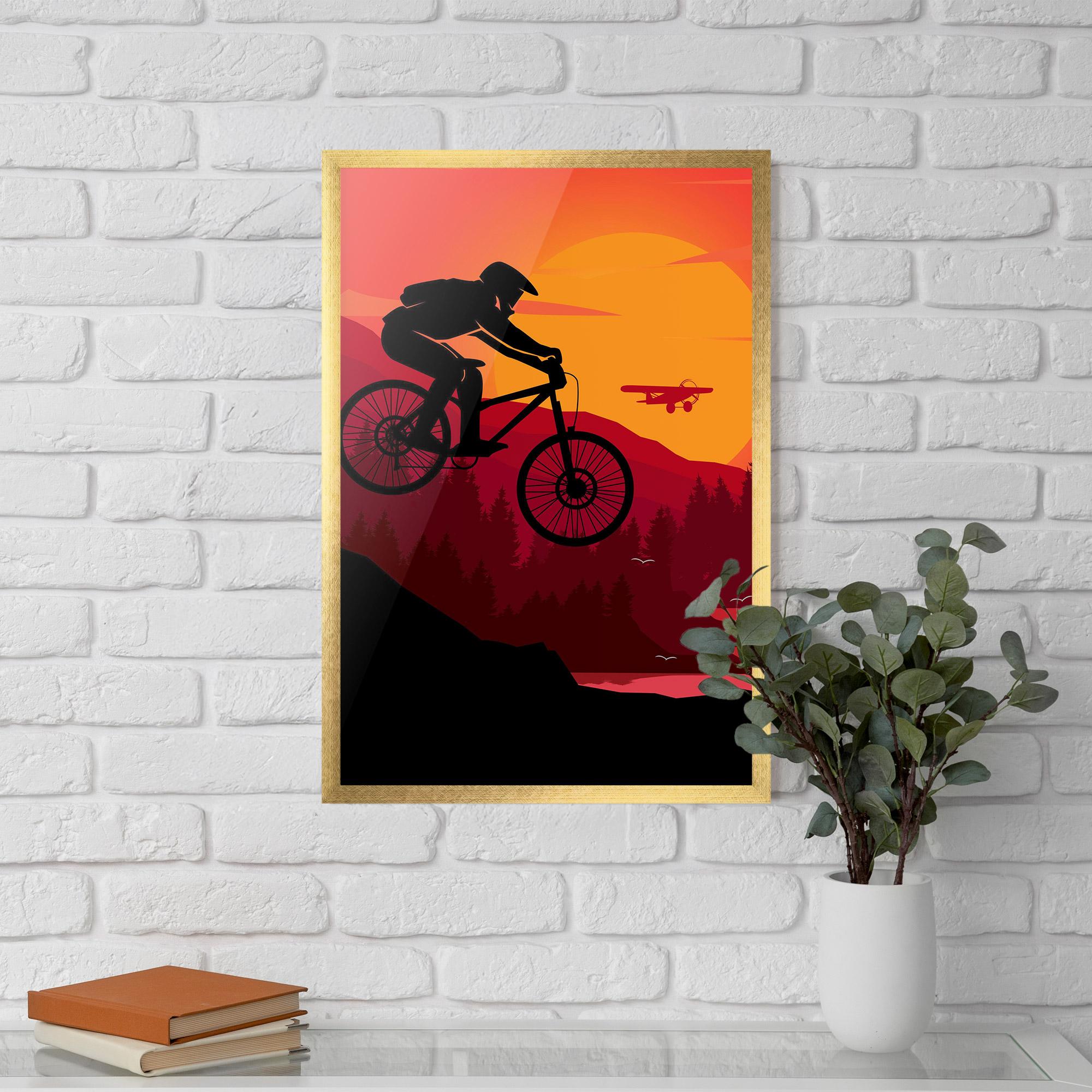 Keretezett Poszter Mountain Bike Sunset mockup 5