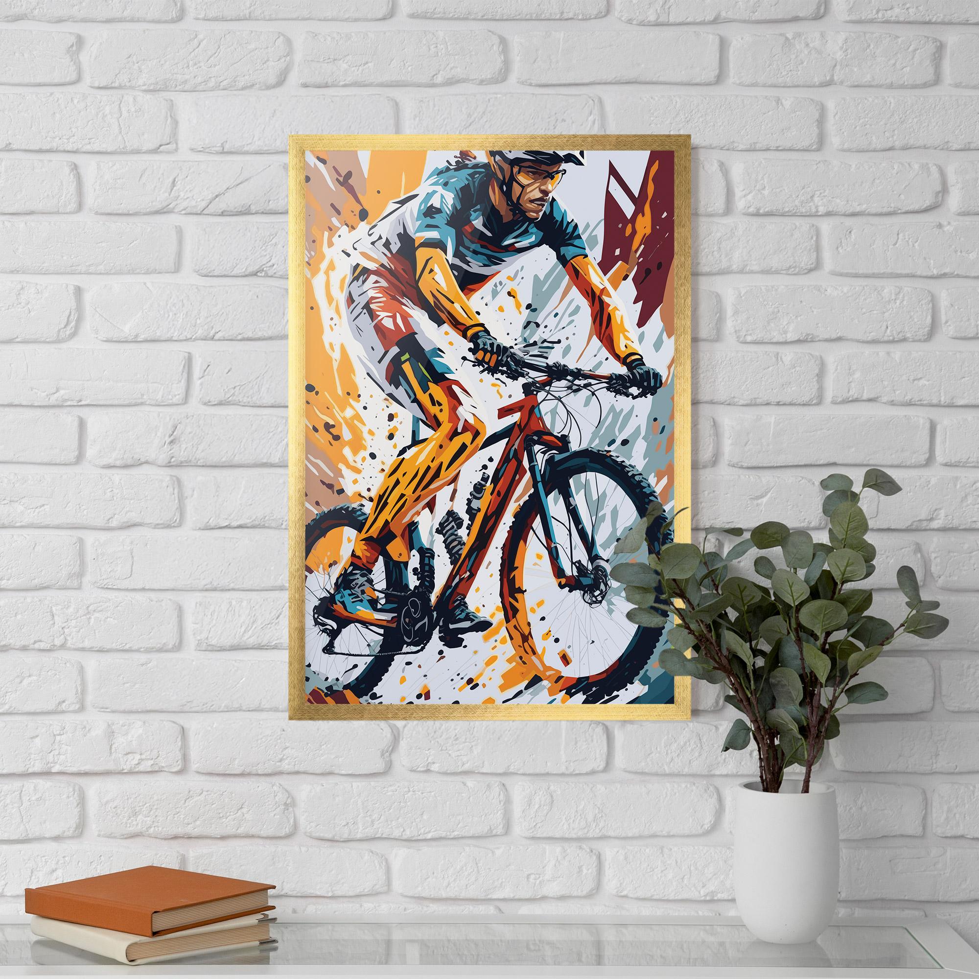 Keretezett Poszter Orange Bike Art mockup 5
