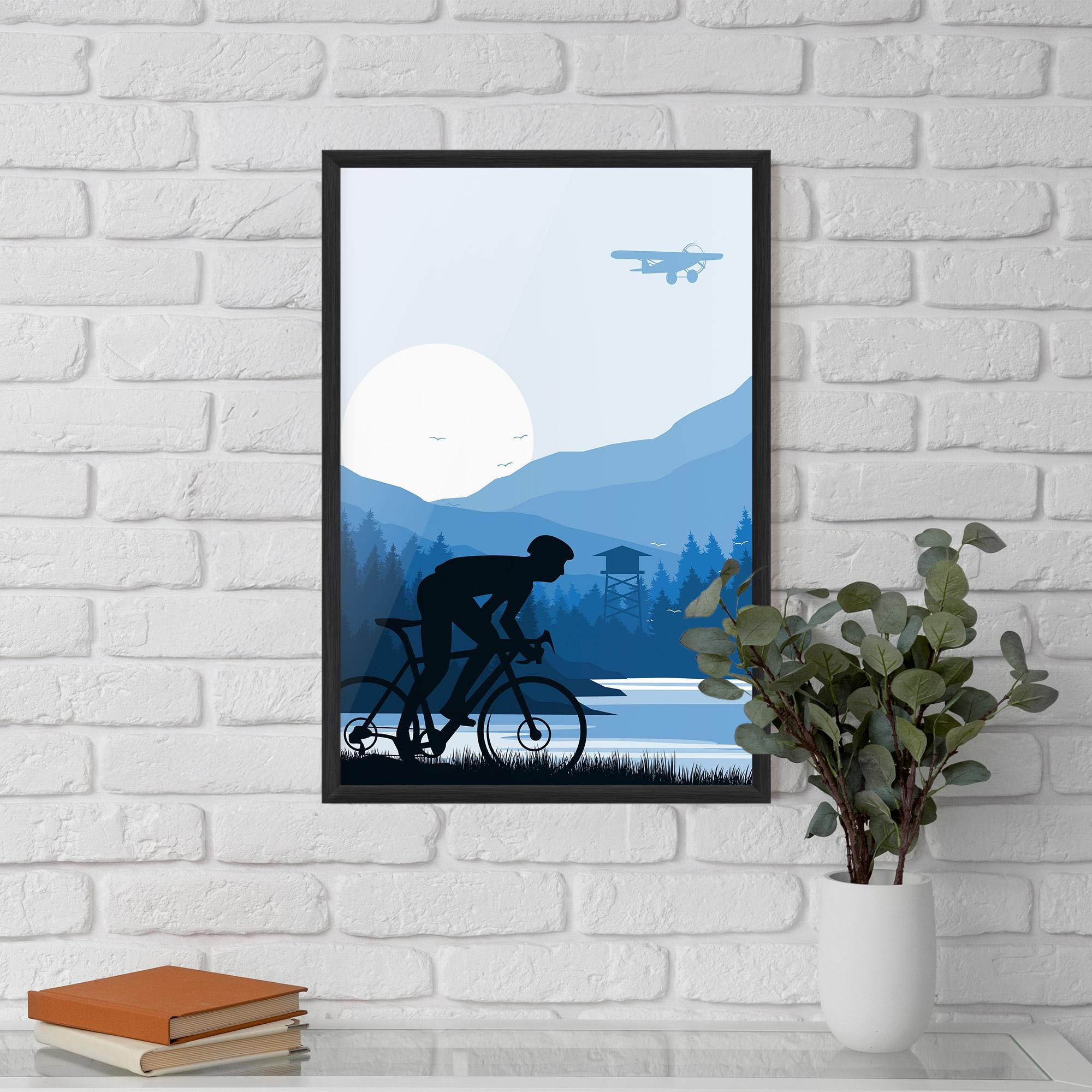 Keretezett Poszter Blue Light Bike mockup 5