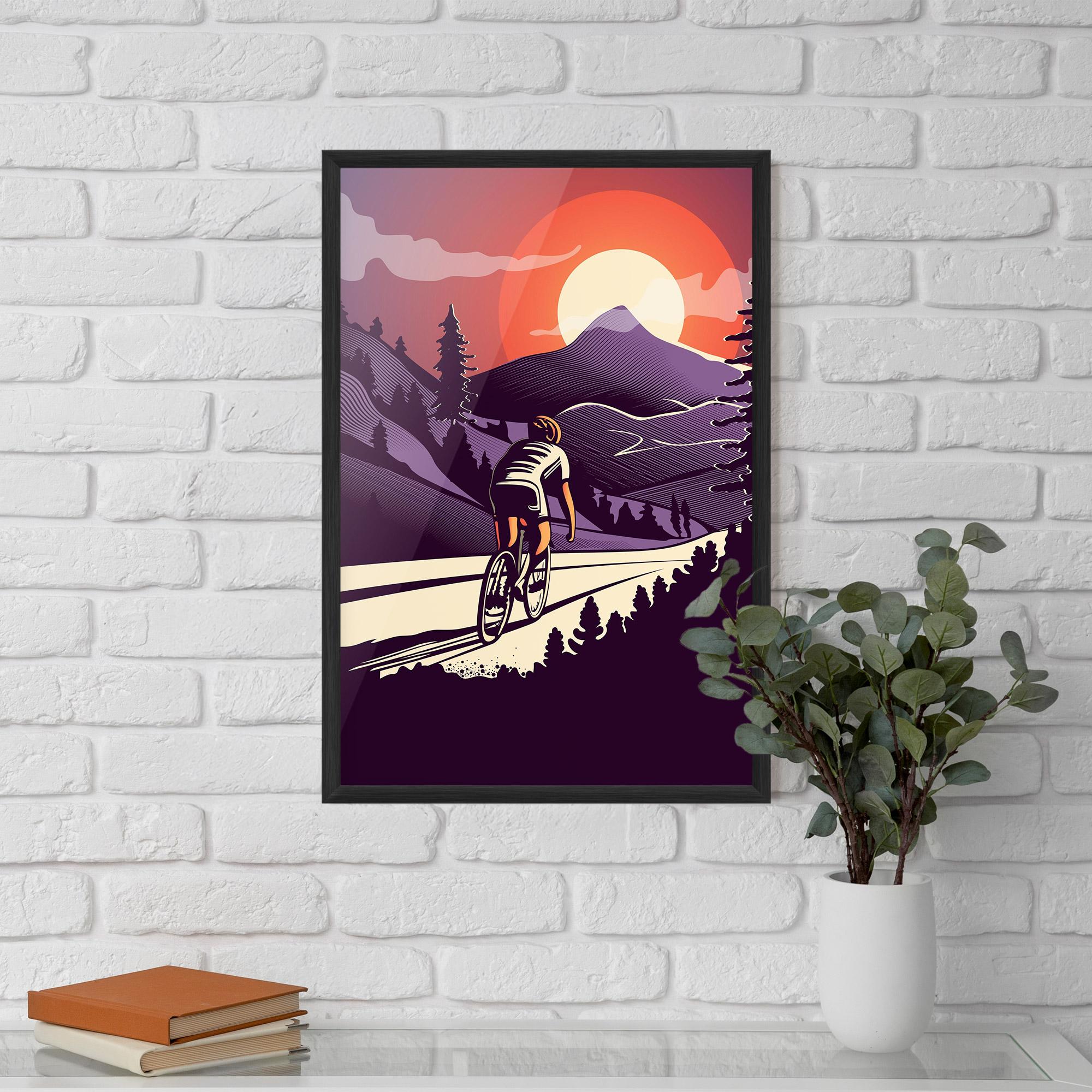 Keretezett Poszter Cycling Sunset mockup 5