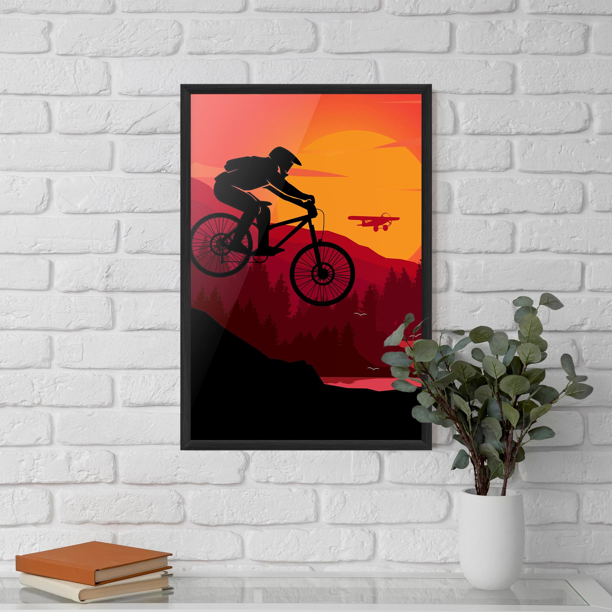 Keretezett Poszter Mountain Bike Sunset mockup 5