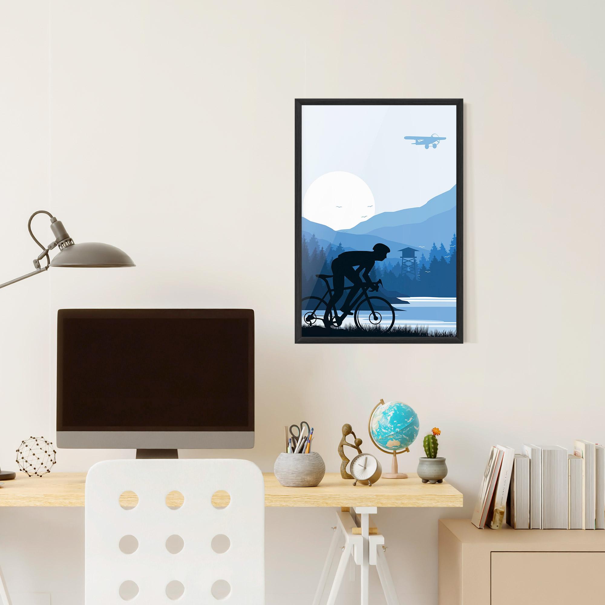 Keretezett Poszter Blue Light Bike mockup 6