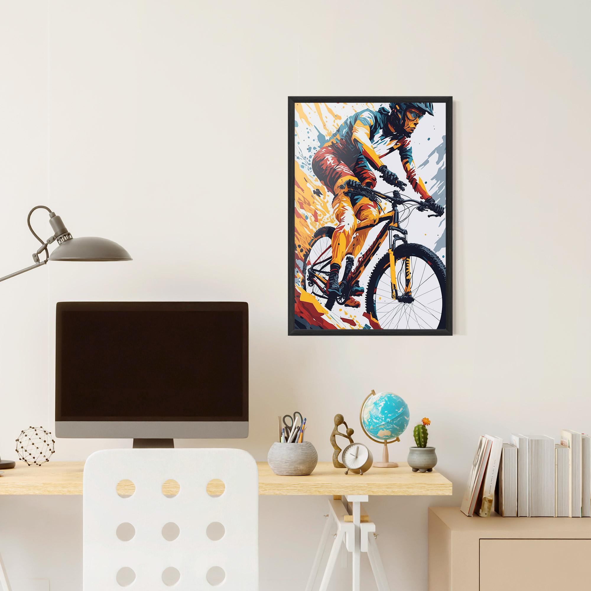 Keretezett Poszter Yellow Bike Art mockup 6