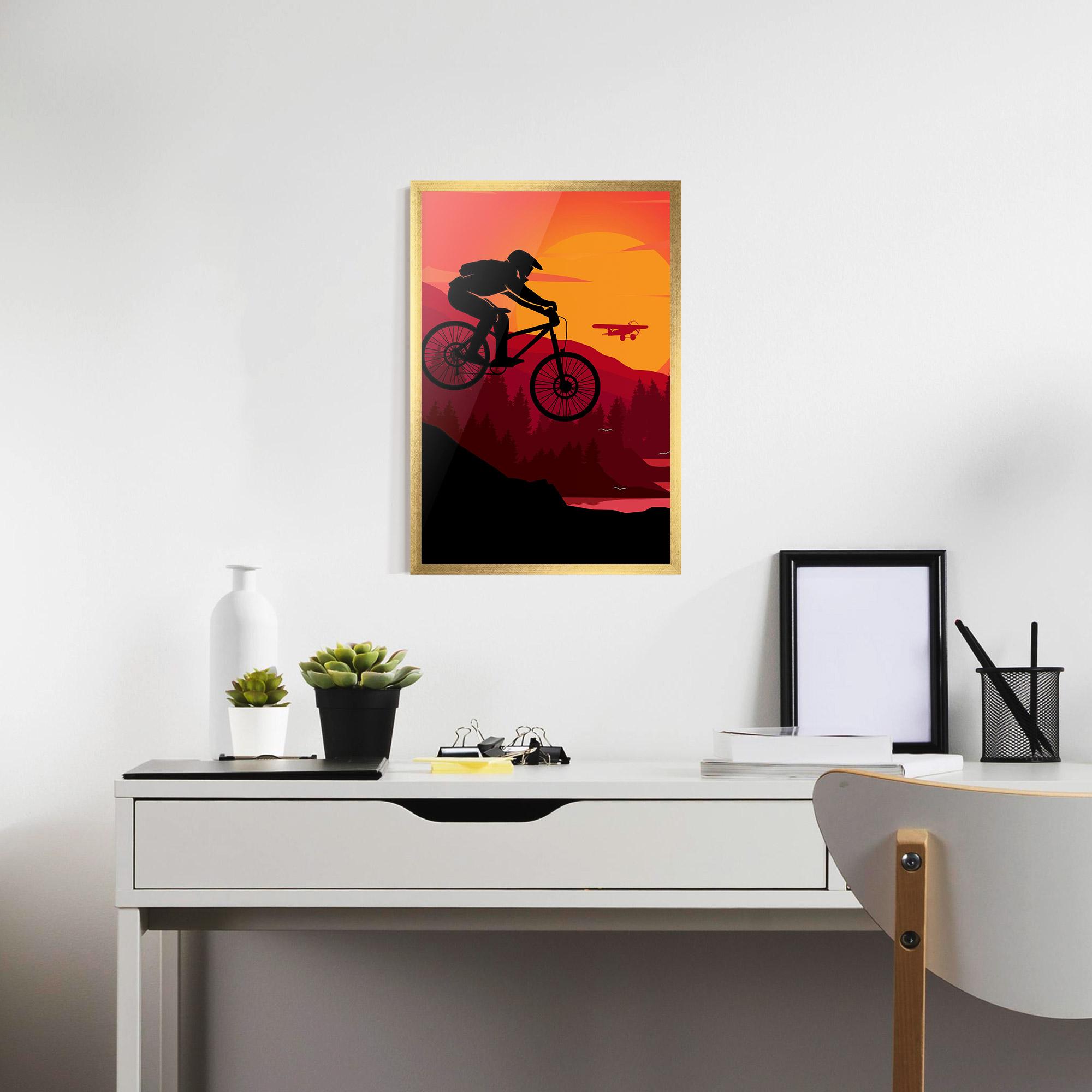 Keretezett Poszter Mountain Bike Sunset mockup 7