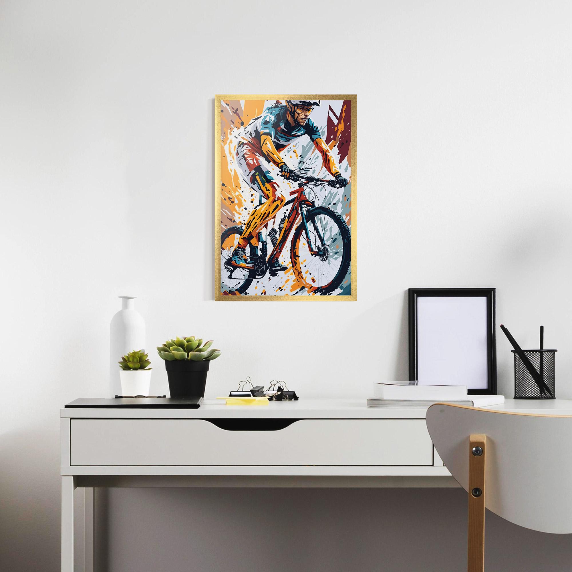 Keretezett Poszter Orange Bike Art mockup 7