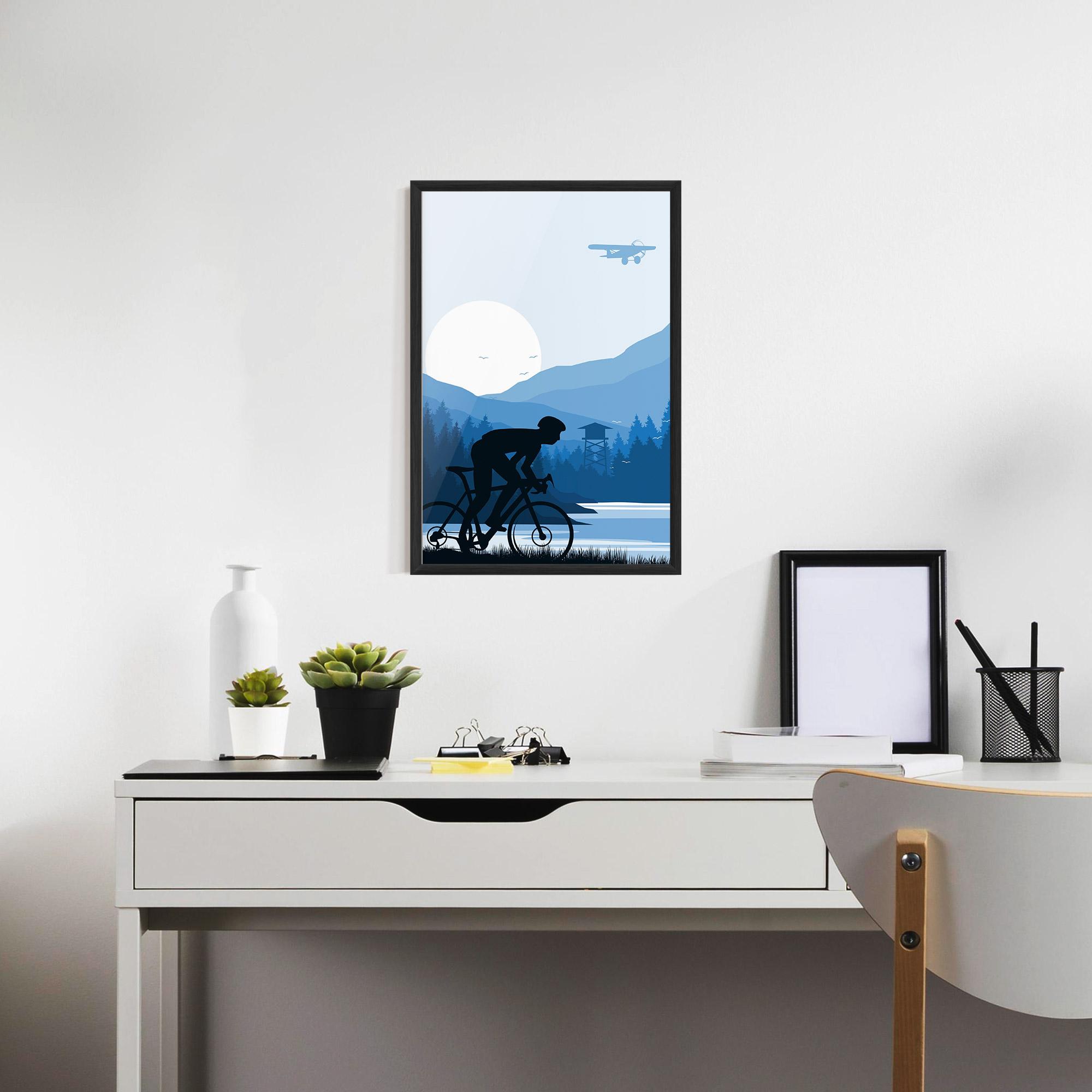 Keretezett Poszter Blue Light Bike mockup 7