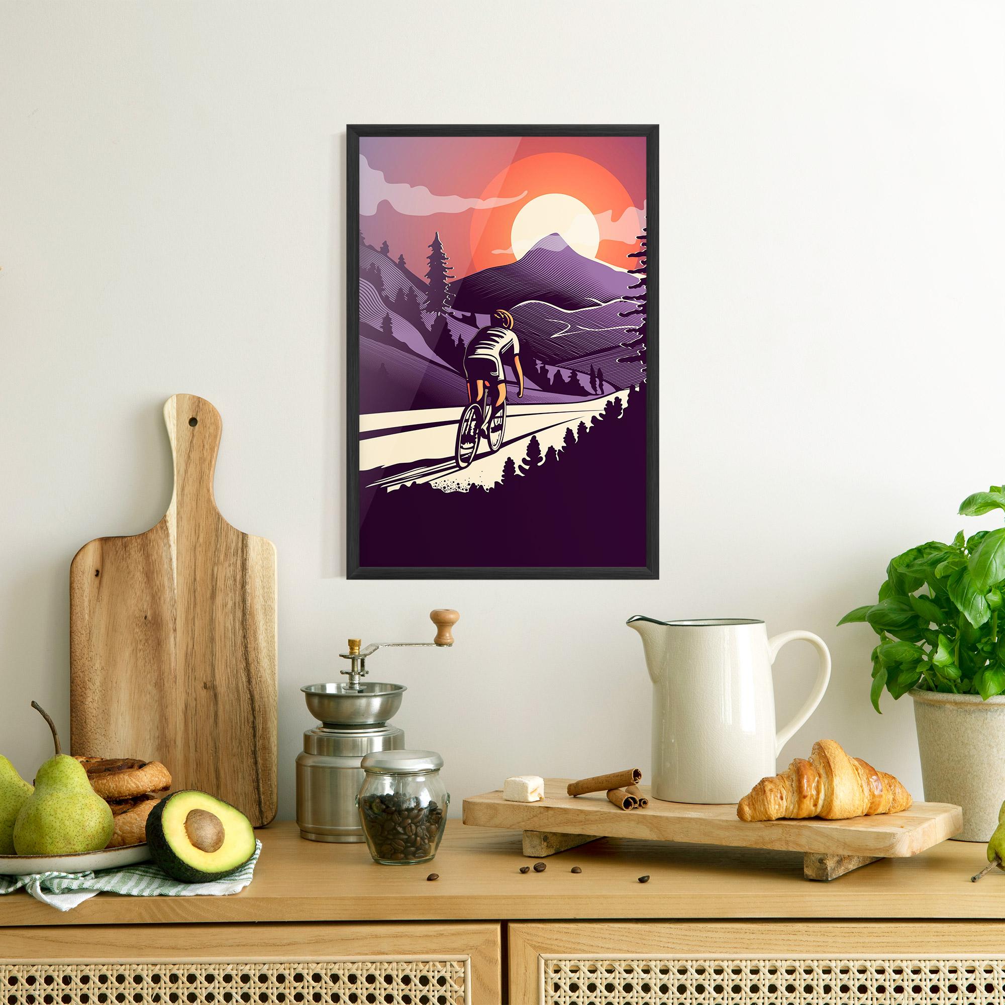 Keretezett Poszter Cycling Sunset mockup 8