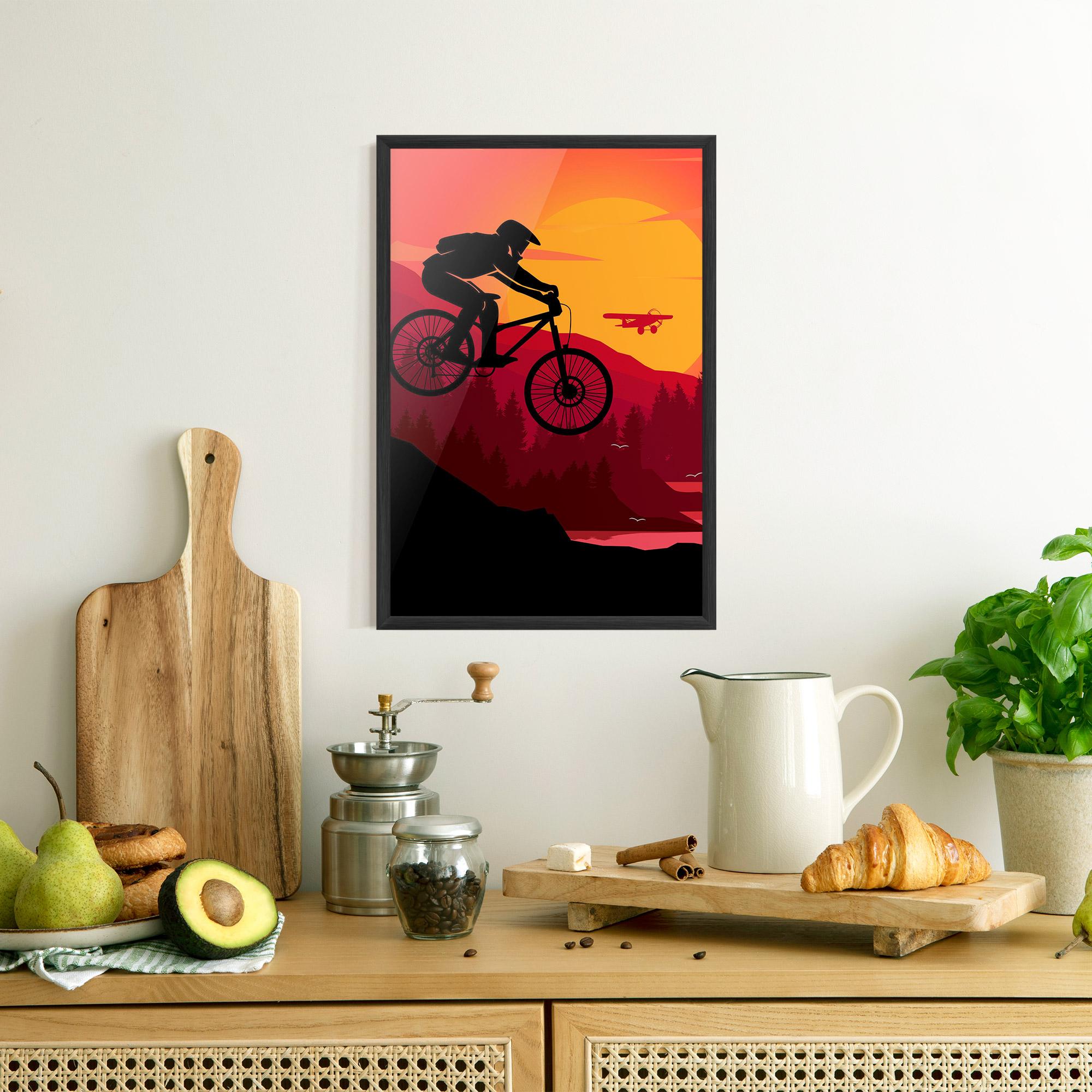 Keretezett Poszter Mountain Bike Sunset mockup 8