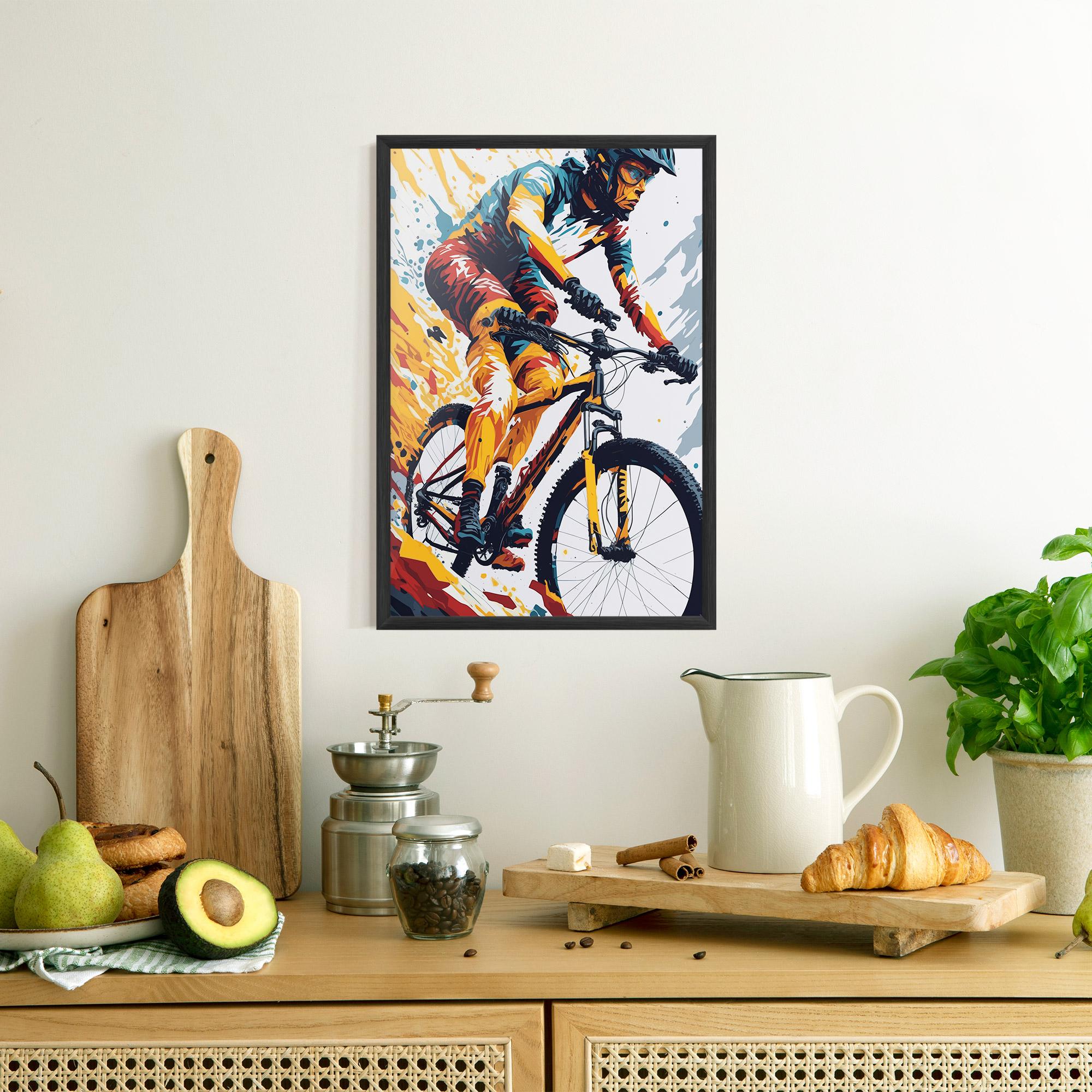Keretezett Poszter Yellow Bike Art mockup 8