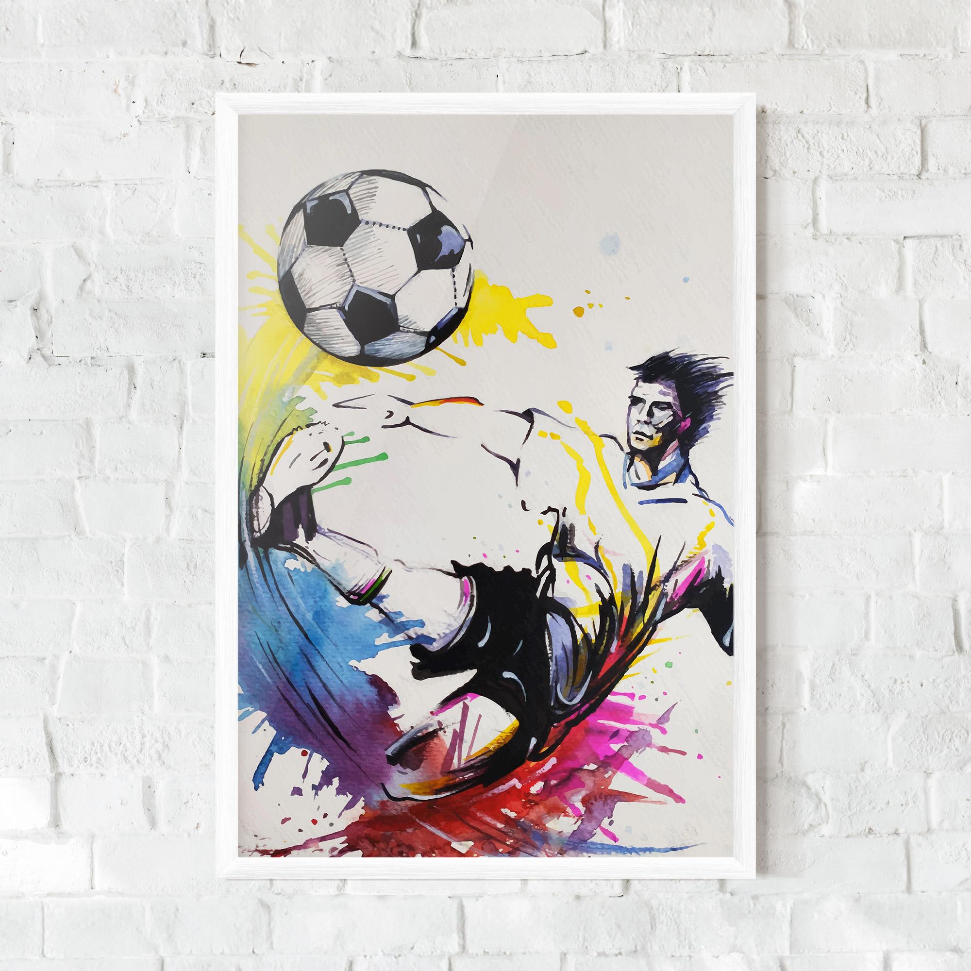 Keretezett Poszter Yellow Art Football mockup 0