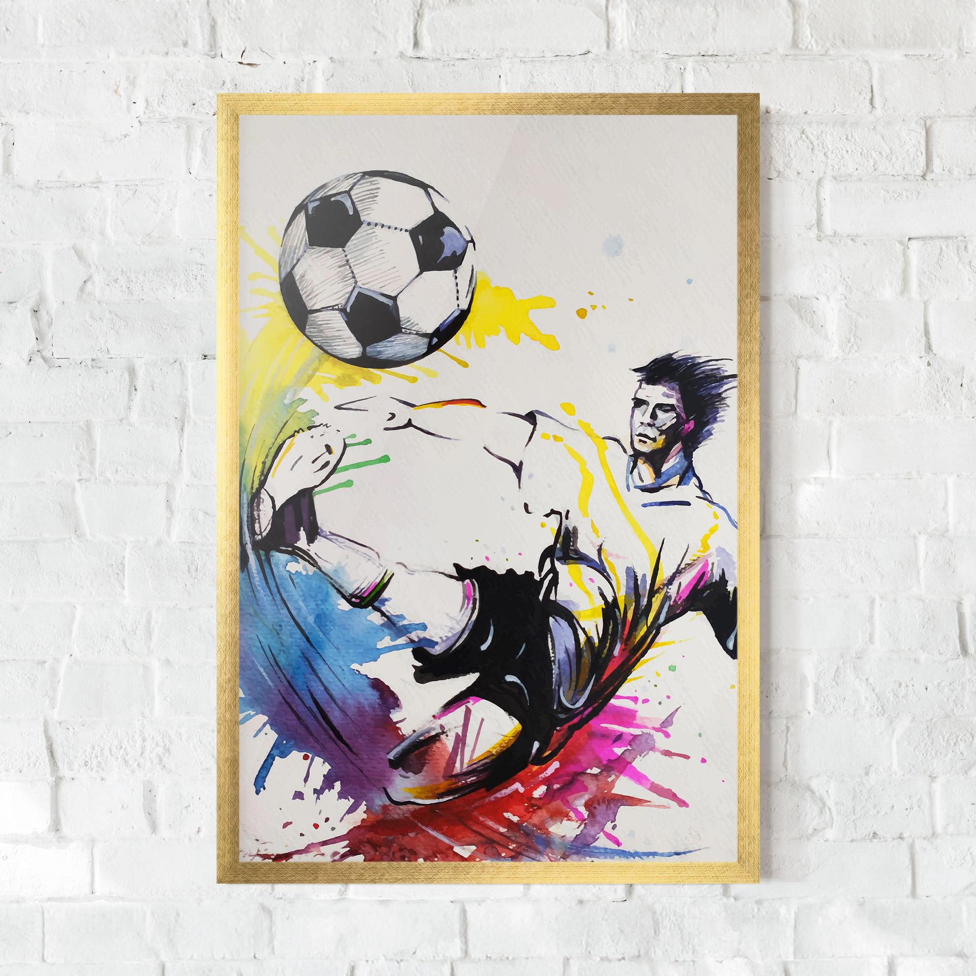 Keretezett Poszter Yellow Art Football mockup 0