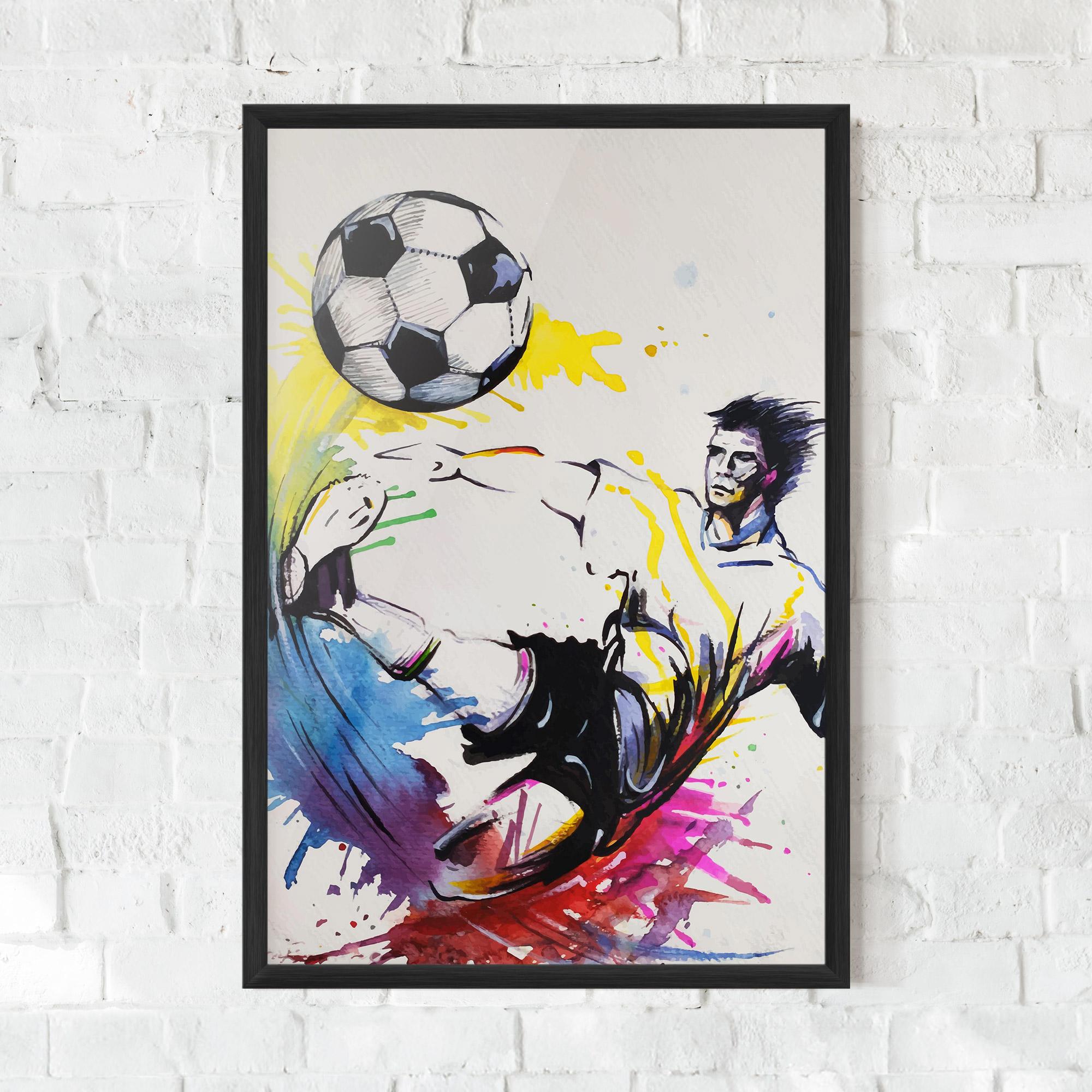 Keretezett Poszter Yellow Art Football mockup 0