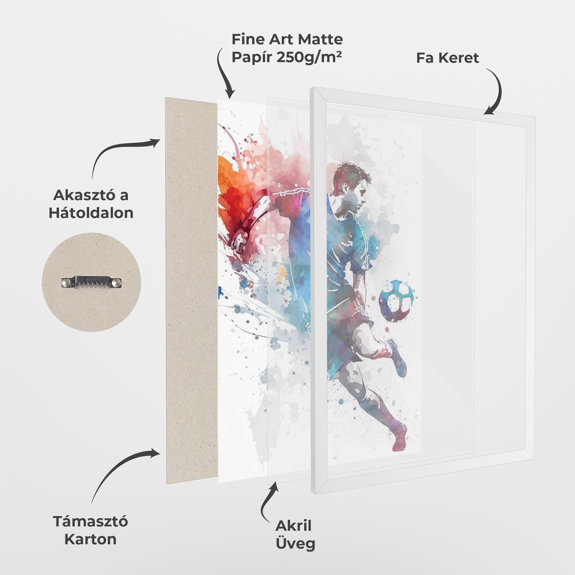 Keretezett Poszter Watercolor Football mockup 1