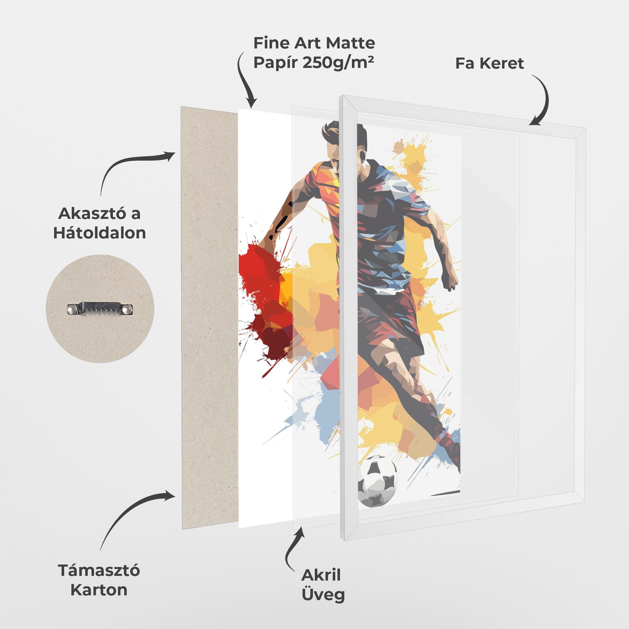 Keretezett Poszter Yellow Paint Football mockup 1