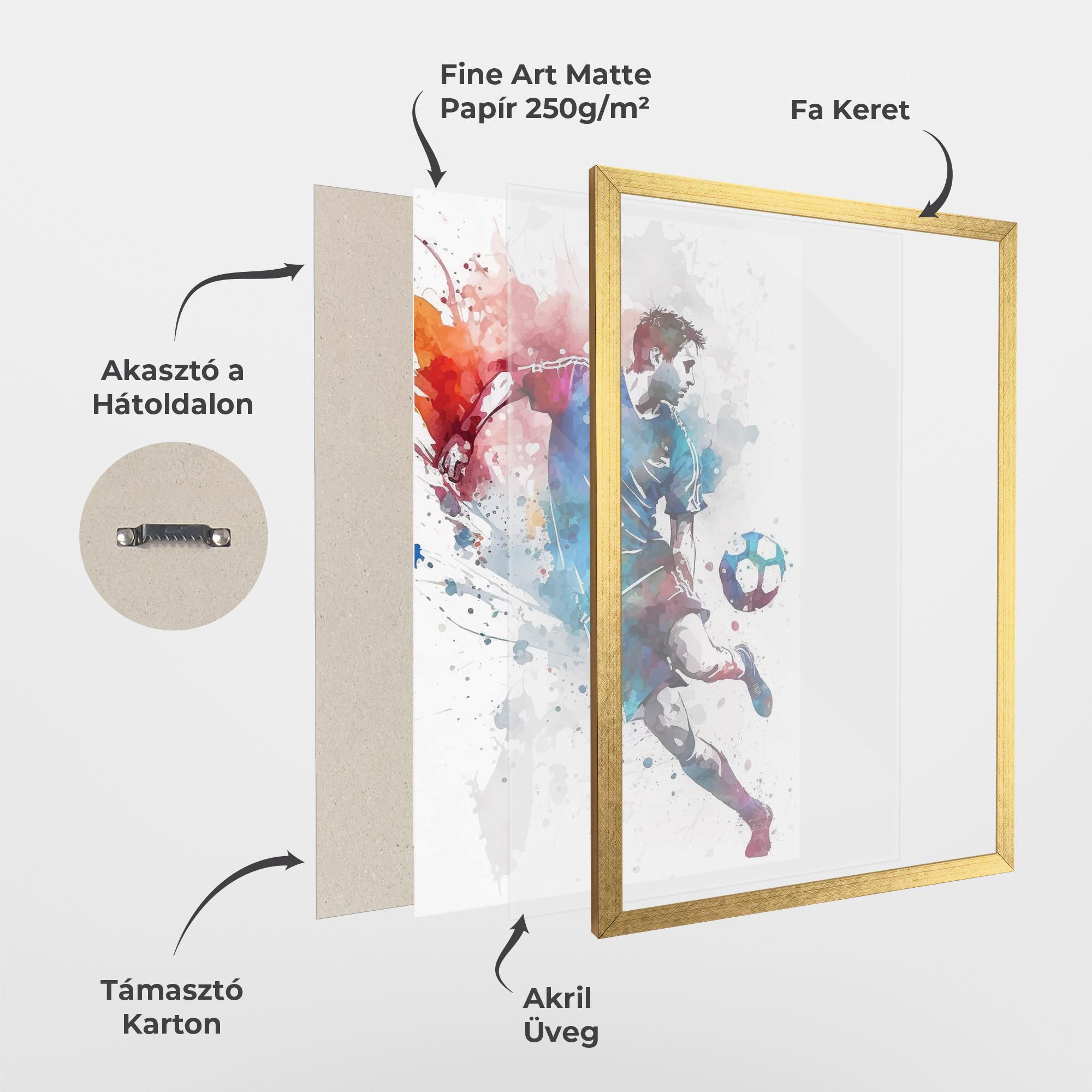 Keretezett Poszter Watercolor Football mockup 1