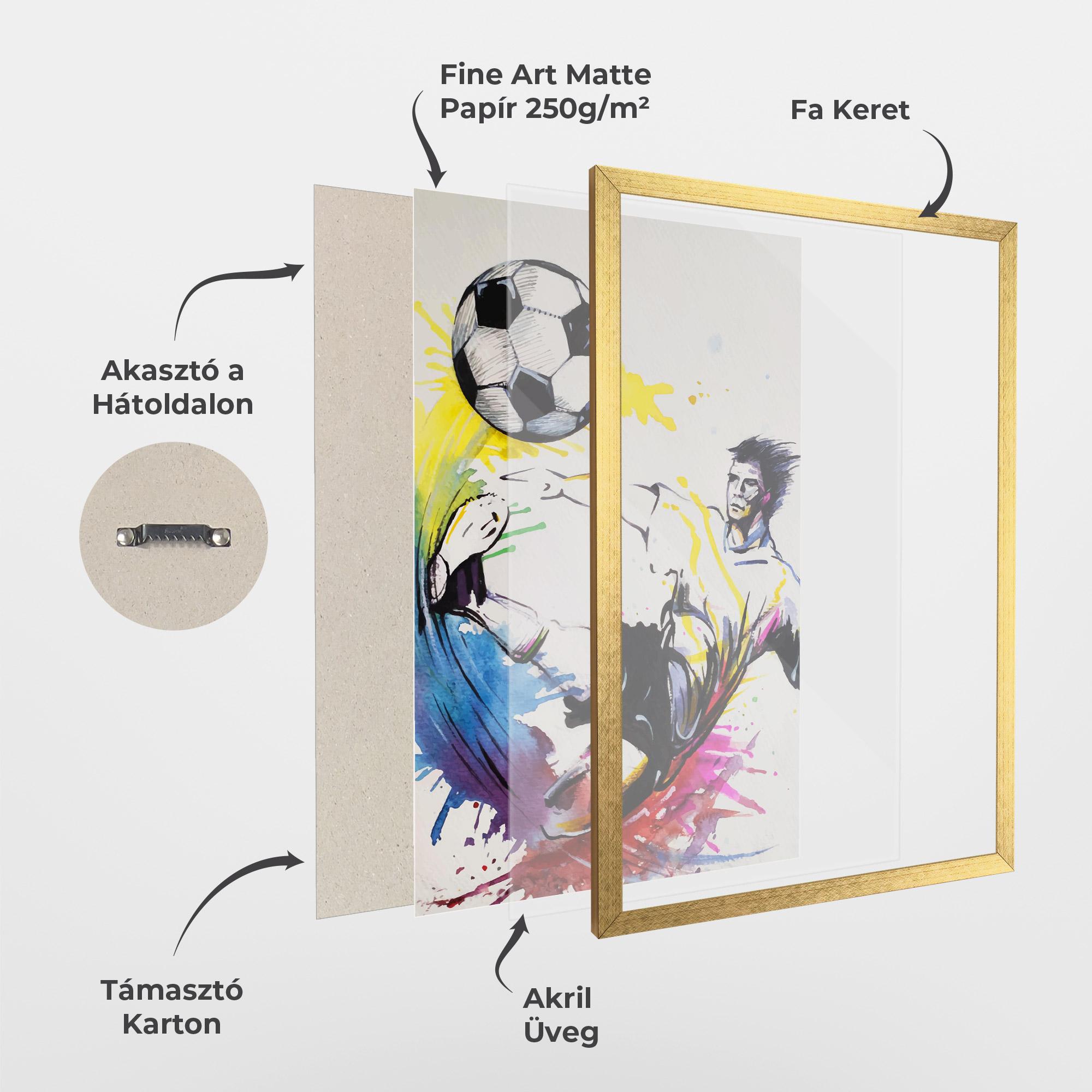 Keretezett Poszter Yellow Art Football mockup 1