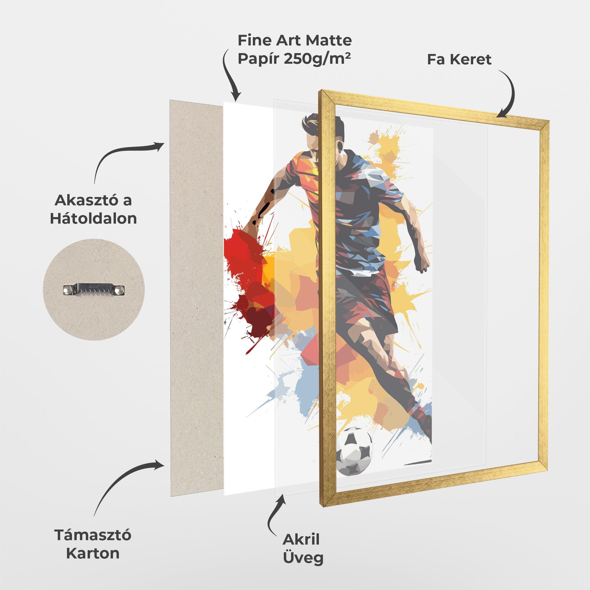 Keretezett Poszter Yellow Paint Football mockup 1