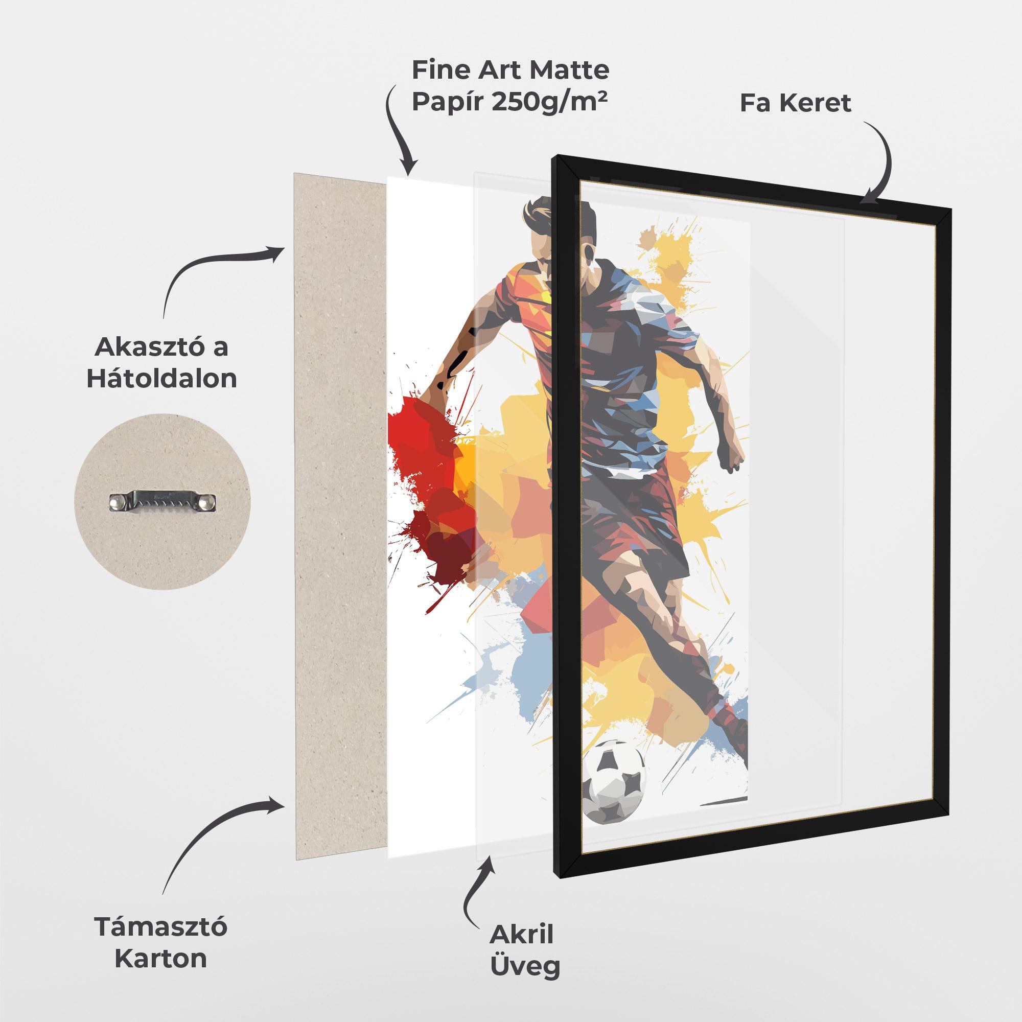 Keretezett Poszter Yellow Paint Football mockup 1