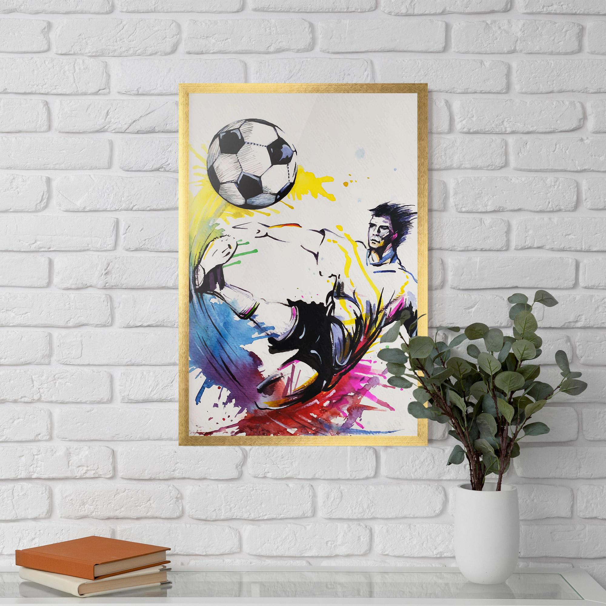 Keretezett Poszter Yellow Art Football mockup 5