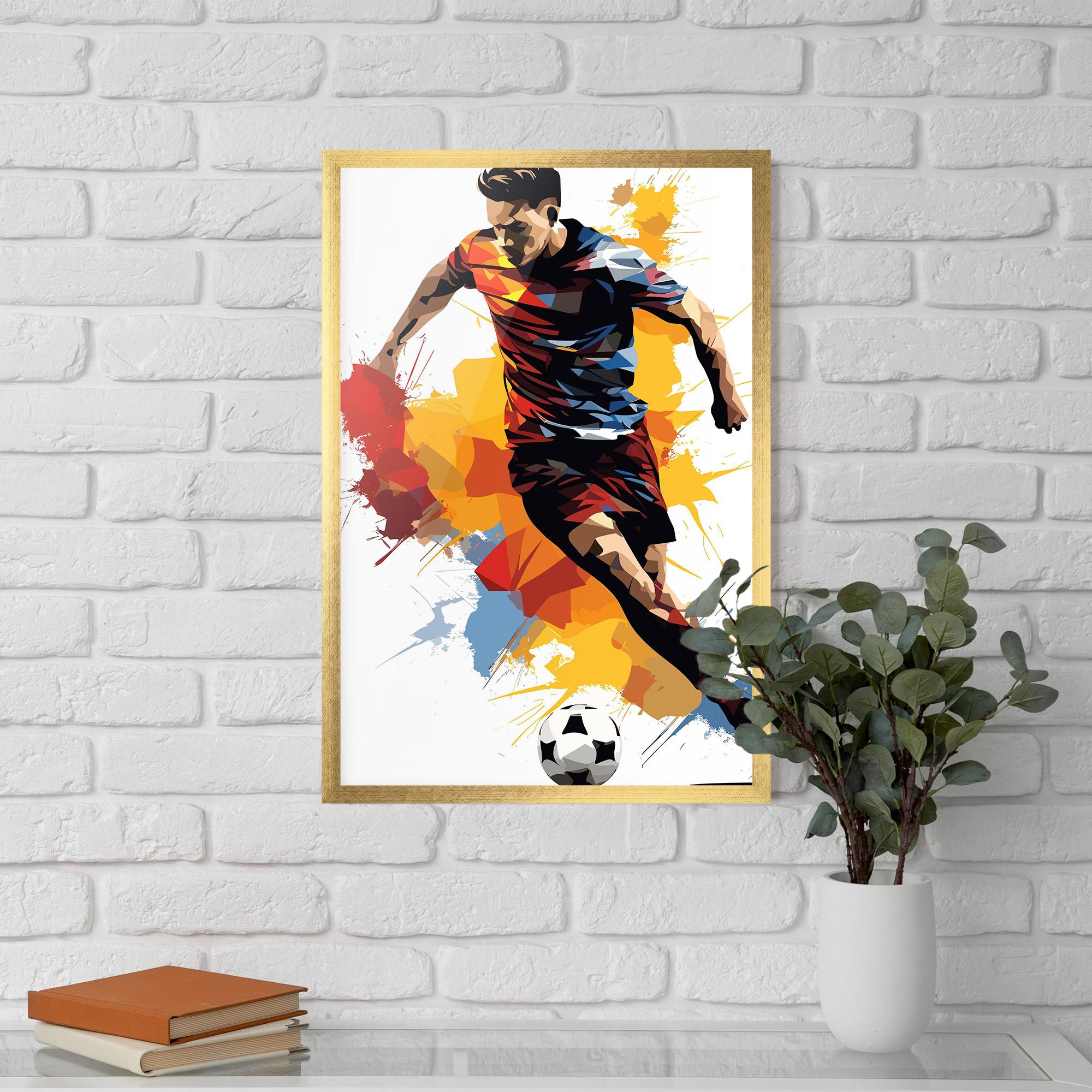Keretezett Poszter Yellow Paint Football mockup 5