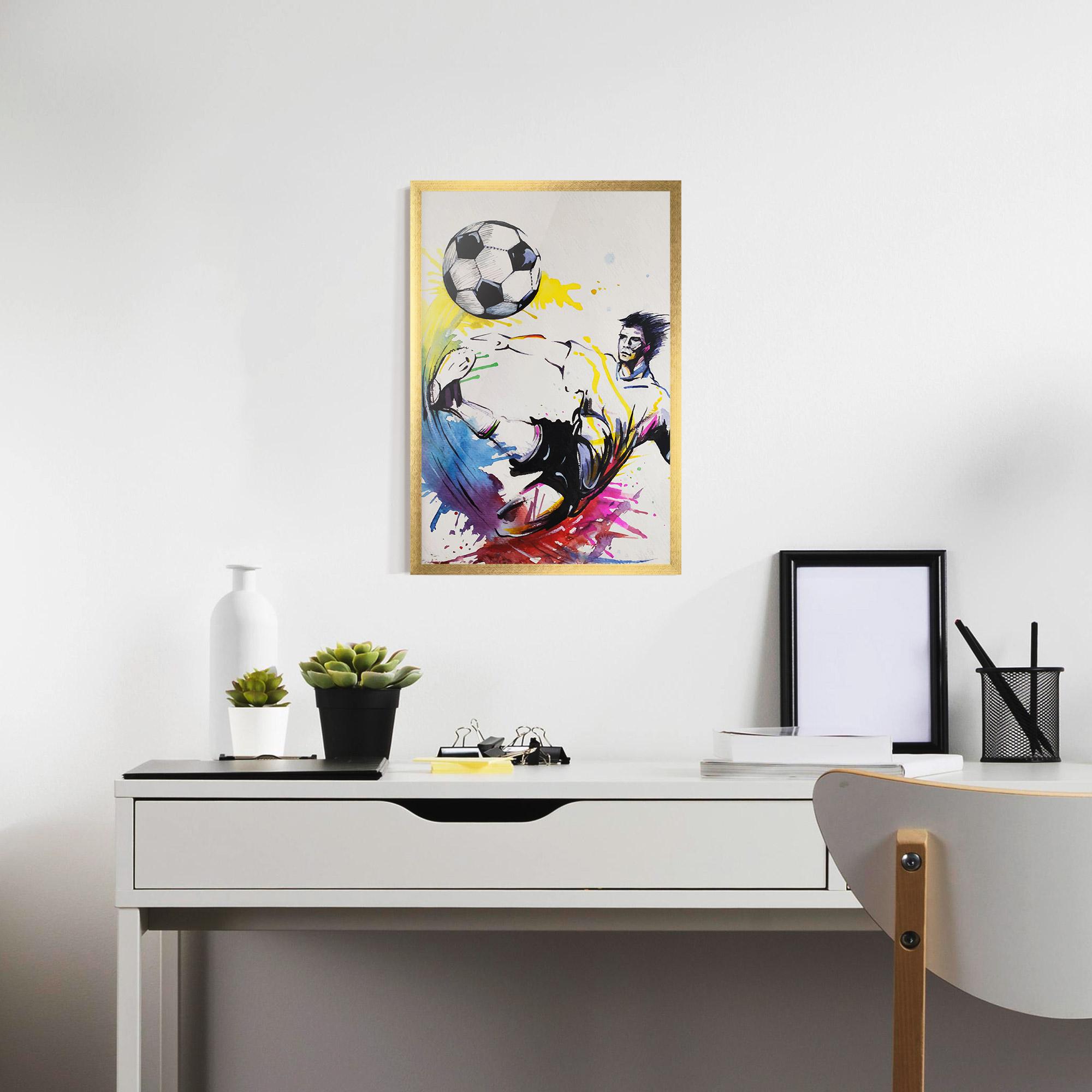 Keretezett Poszter Yellow Art Football mockup 7