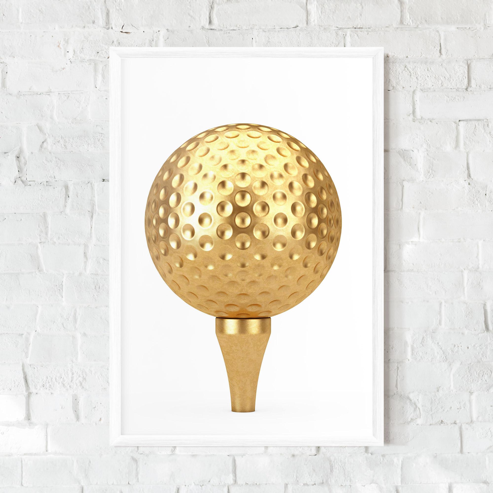 Keretezett Poszter Golden Golf Ball mockup 0