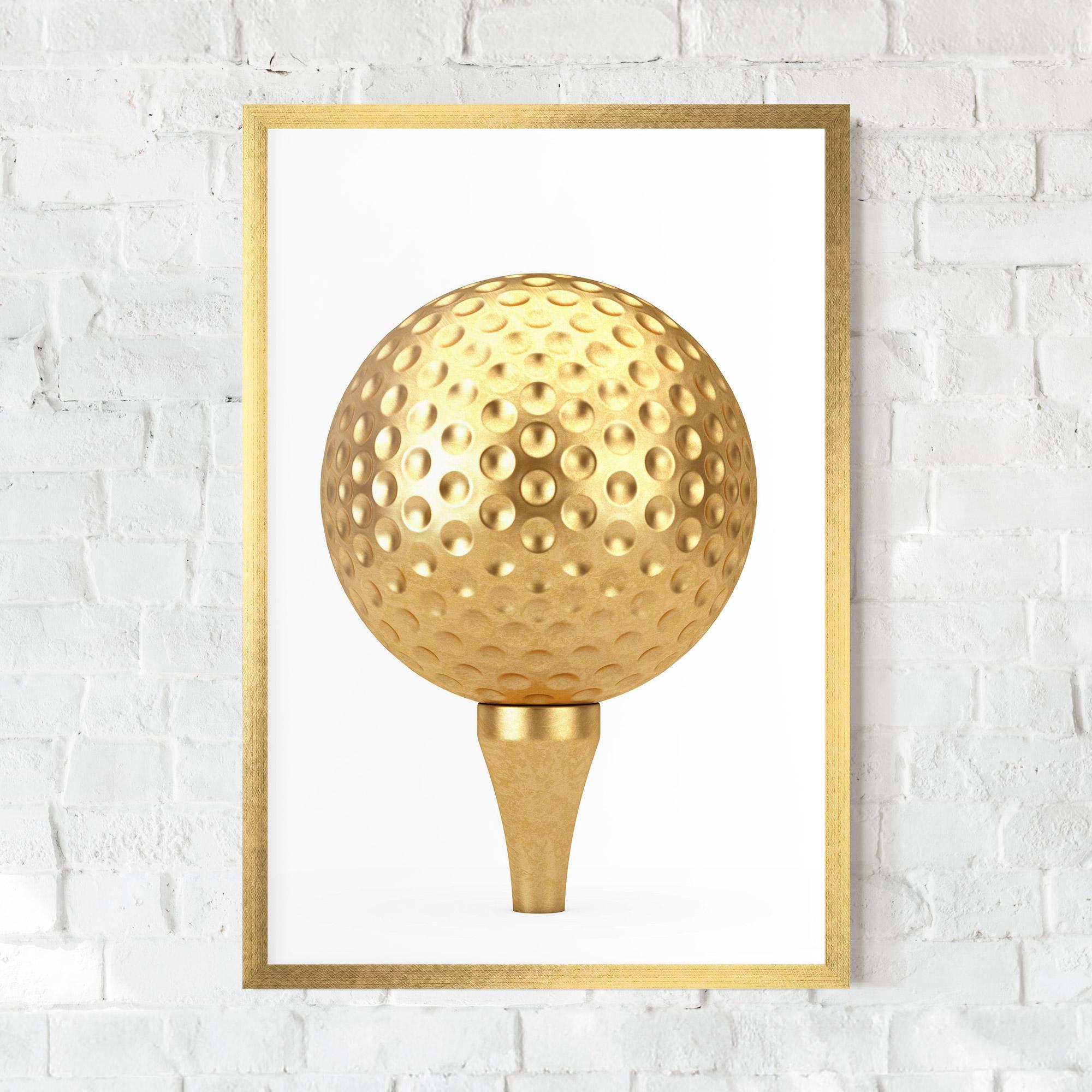 Keretezett Poszter Golden Golf Ball mockup 0
