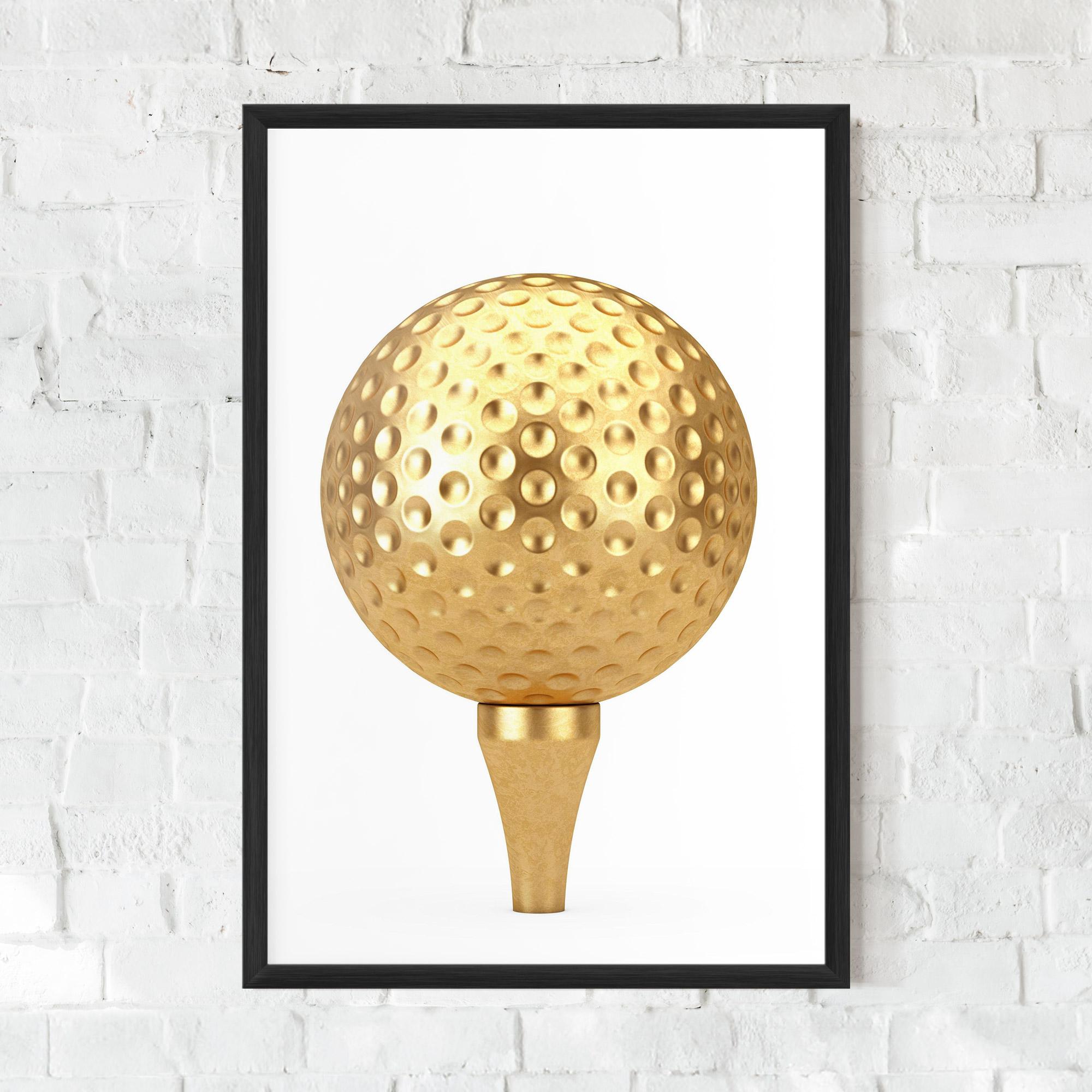 Keretezett Poszter Golden Golf Ball mockup 0