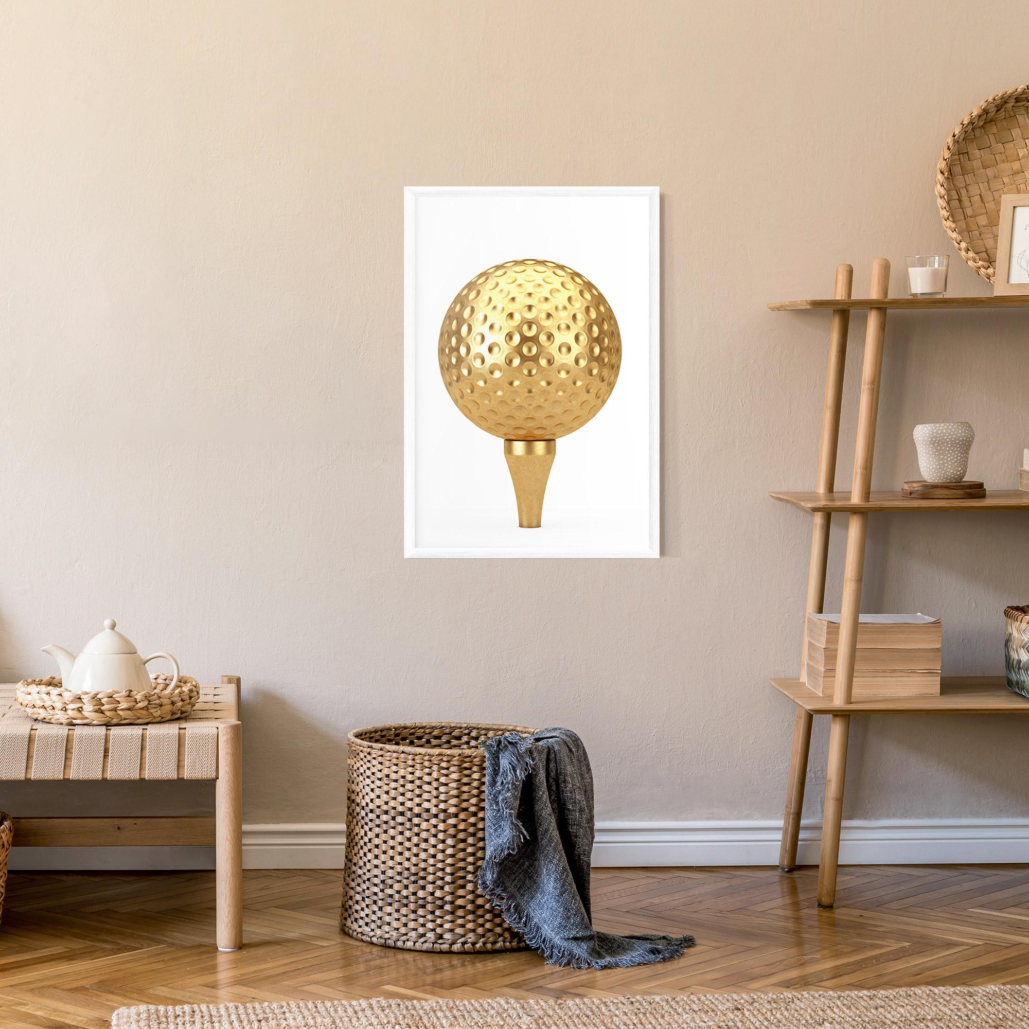 Keretezett Poszter Golden Golf Ball mockup 9