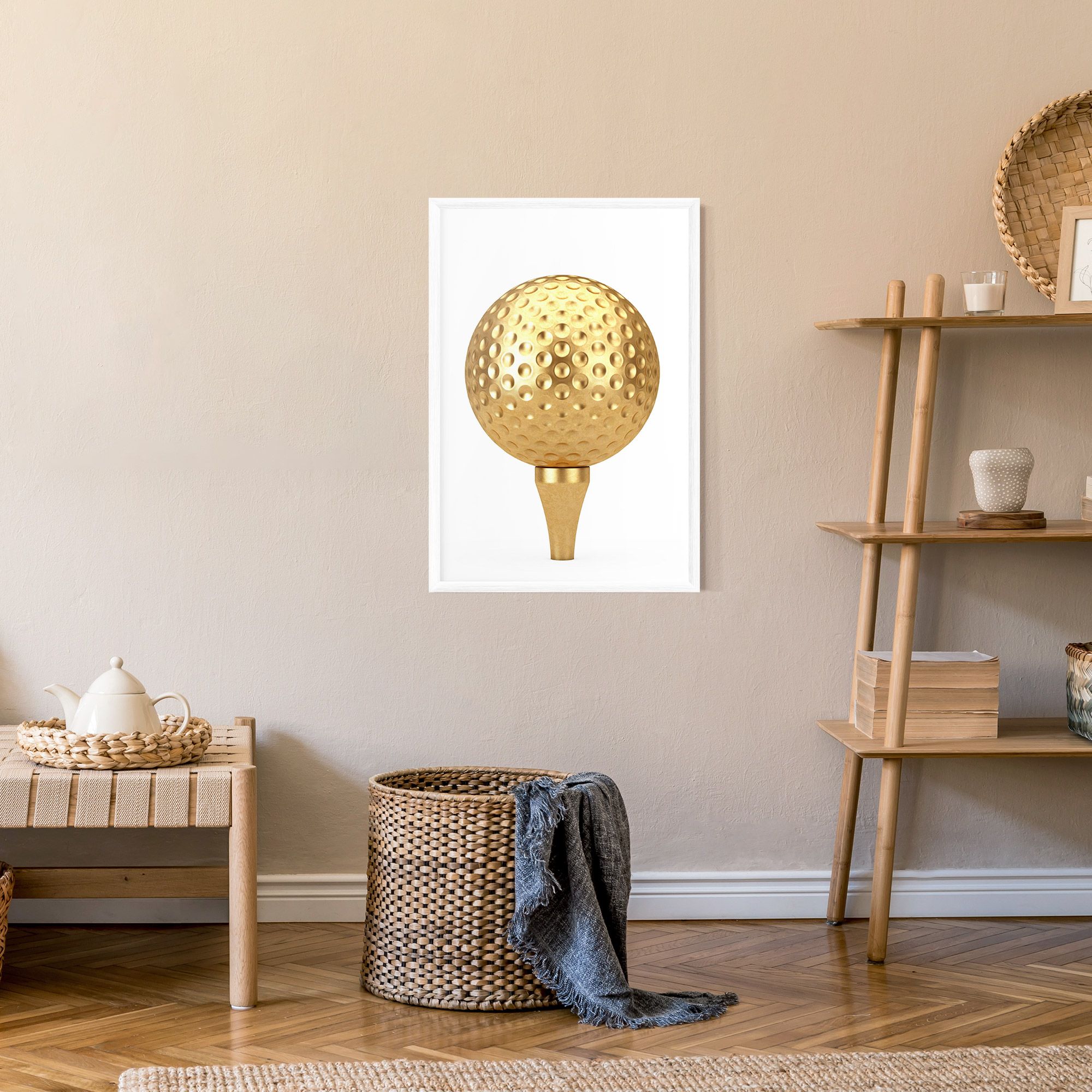 Golden Golf Ball mockup 9