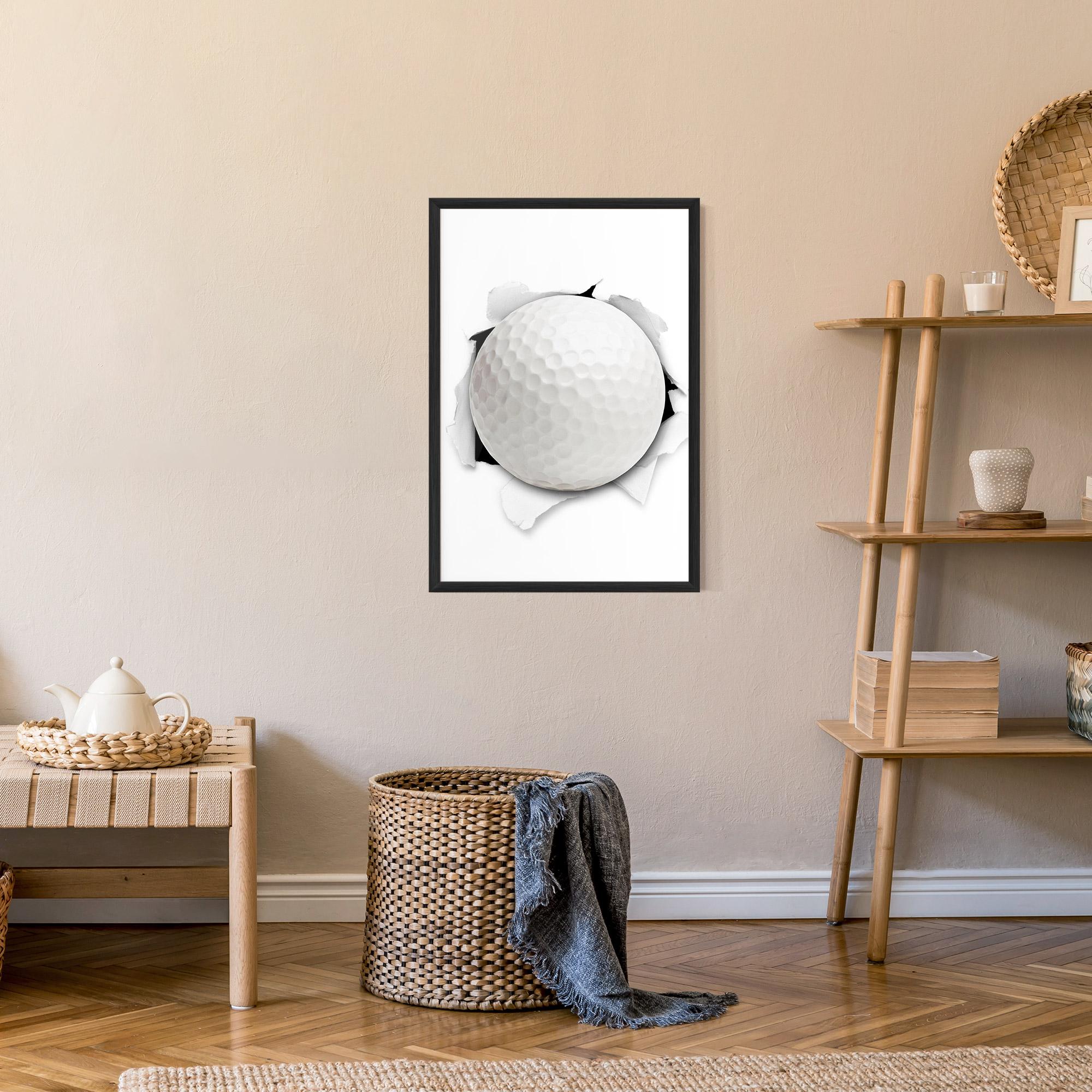 Keretezett Poszter Golf Ball Bursting Hole mockup 9
