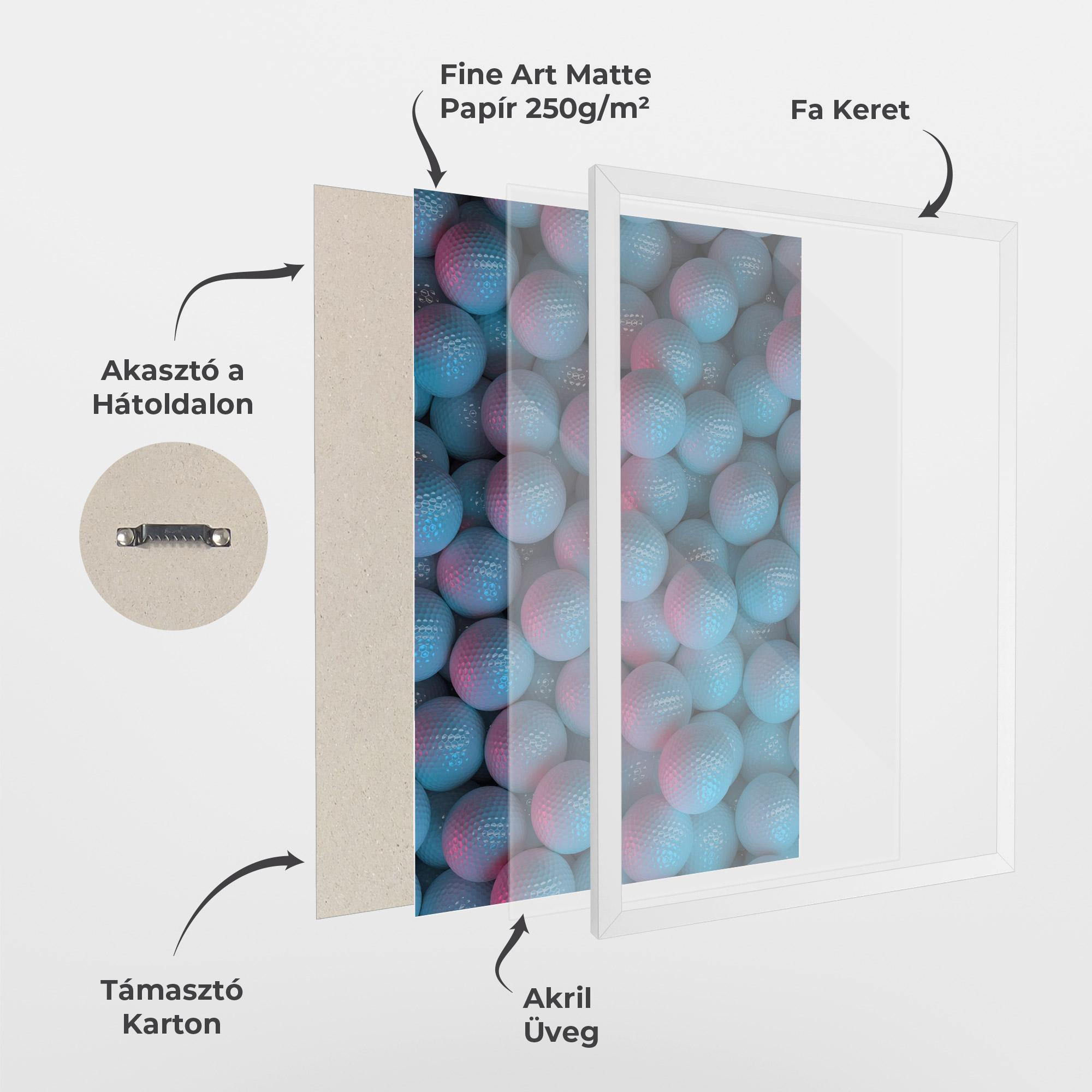 Keretezett Poszter Blue Light Golf Ball mockup 1