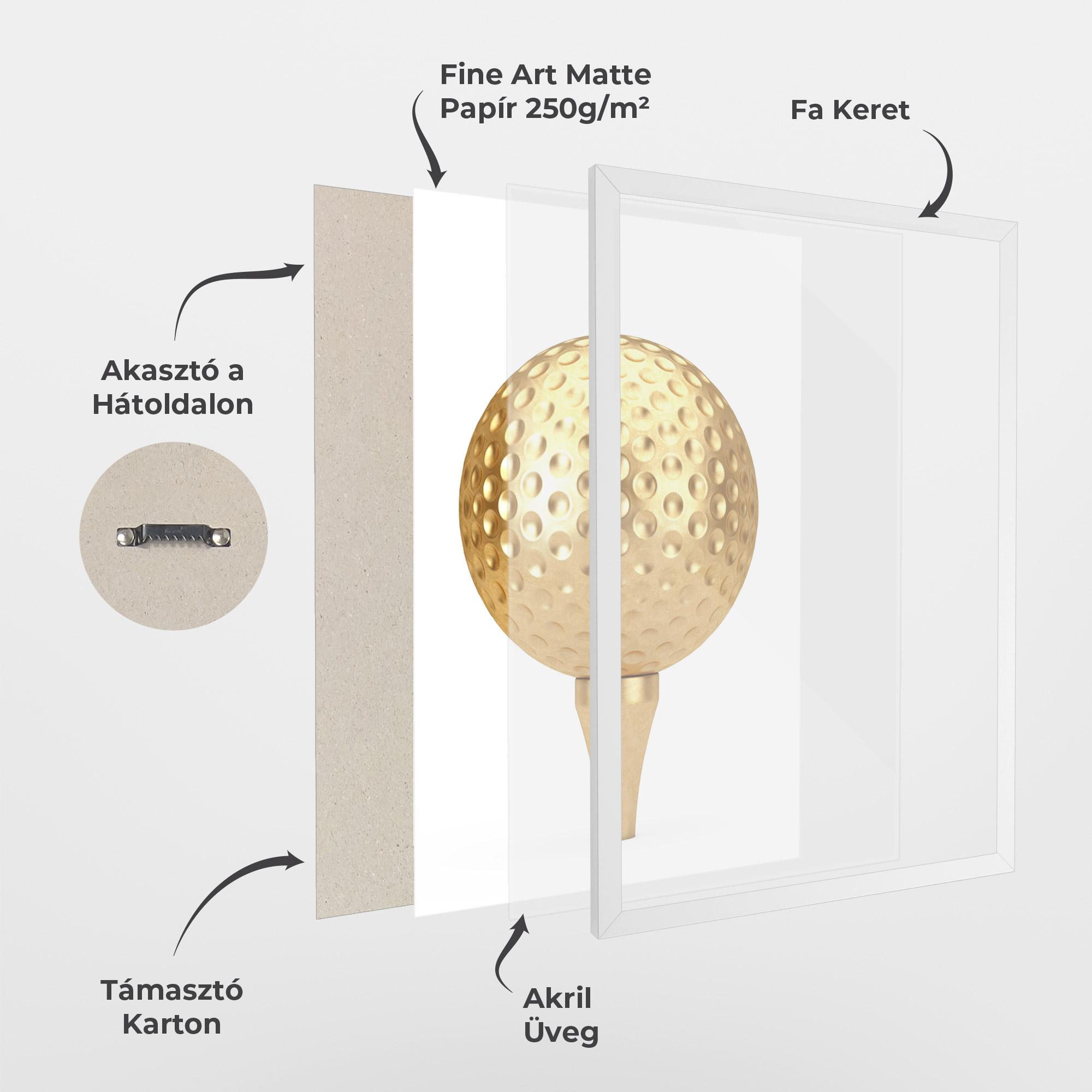 Keretezett Poszter Golden Golf Ball mockup 1