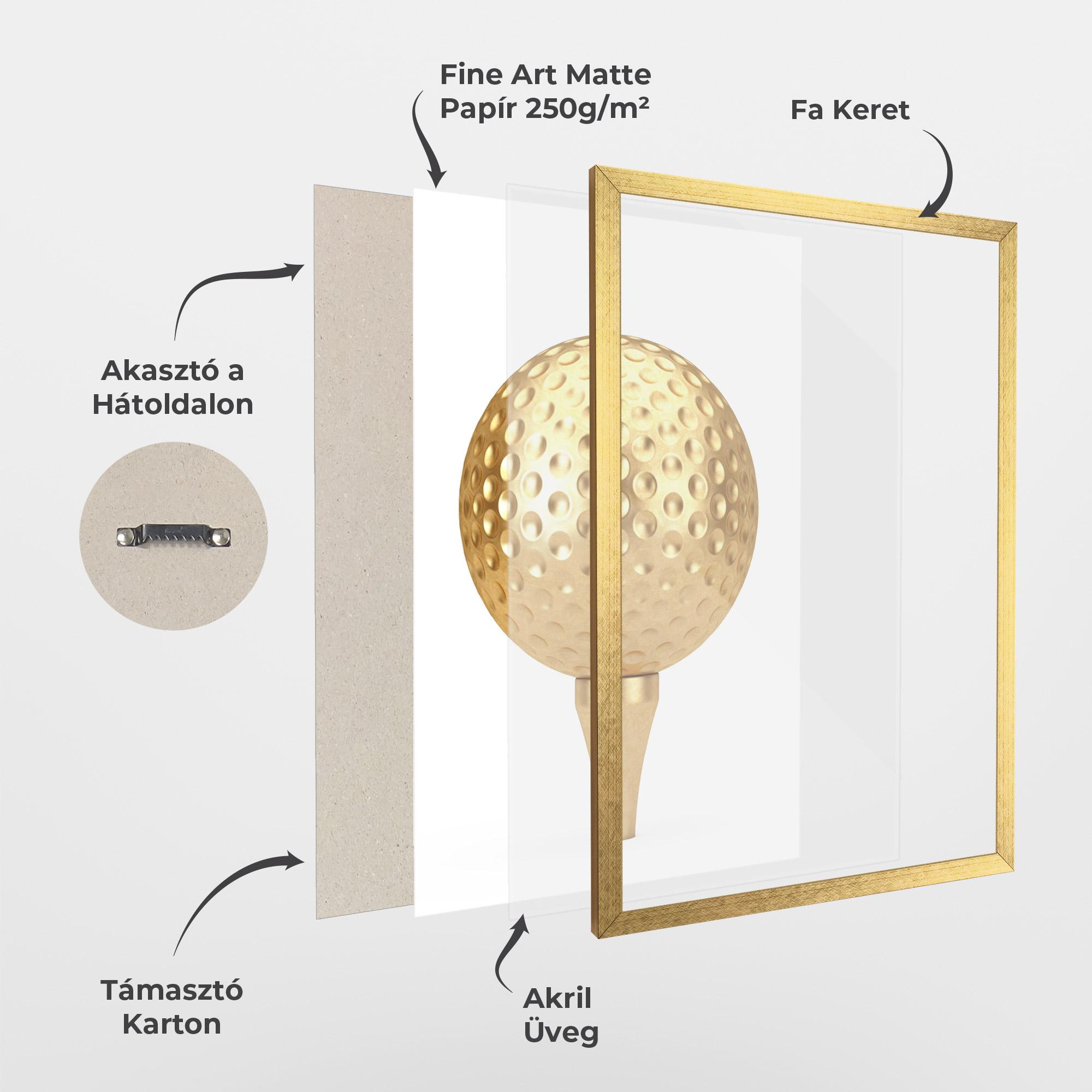Keretezett Poszter Golden Golf Ball mockup 1