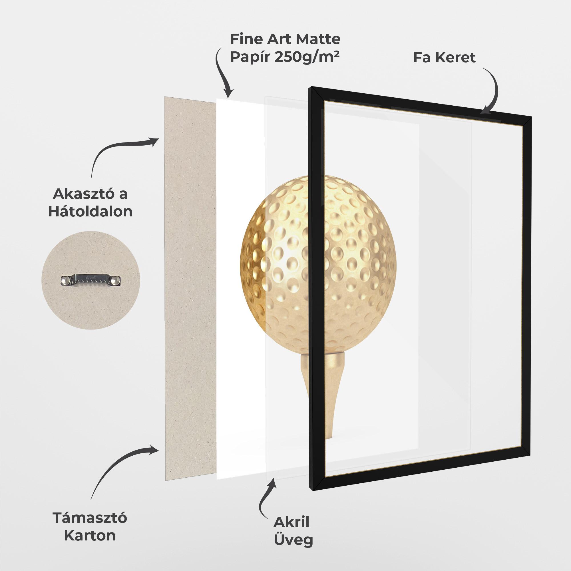 Keretezett Poszter Golden Golf Ball mockup 1
