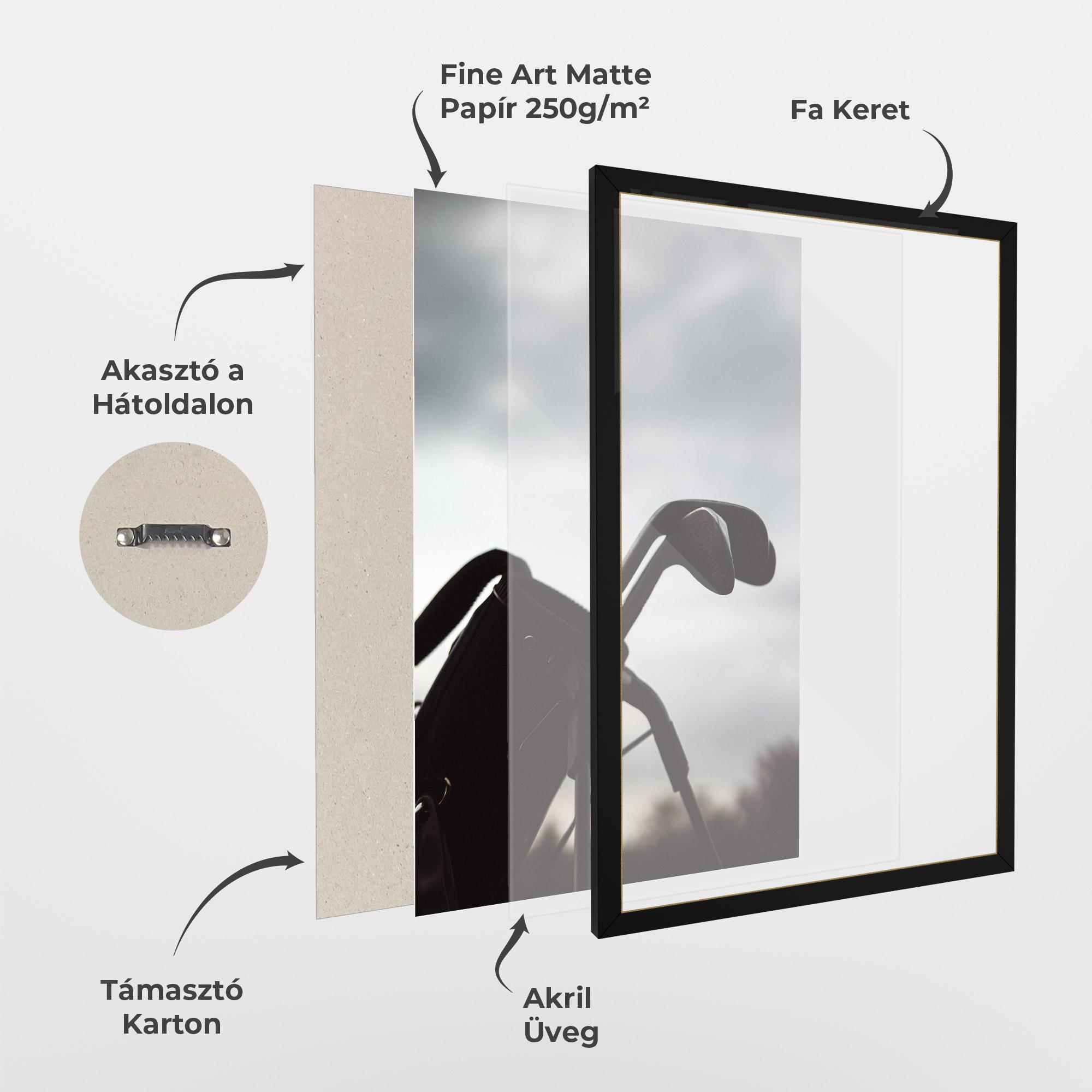 Keretezett Poszter Golf Set Shilouette mockup 1