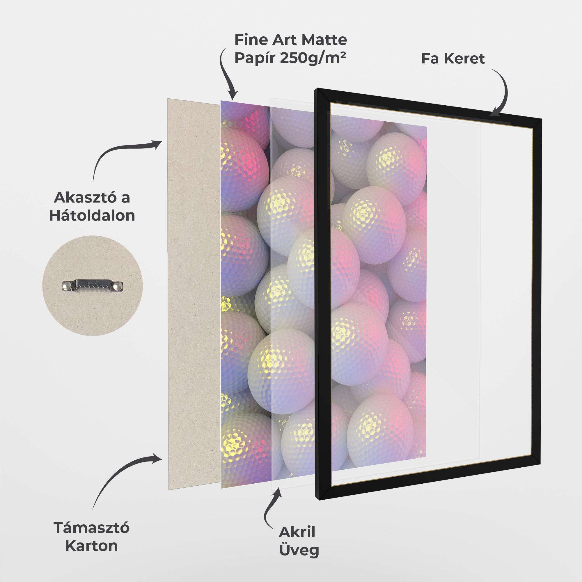 Keretezett Poszter Purple Light Golf Ball mockup 1