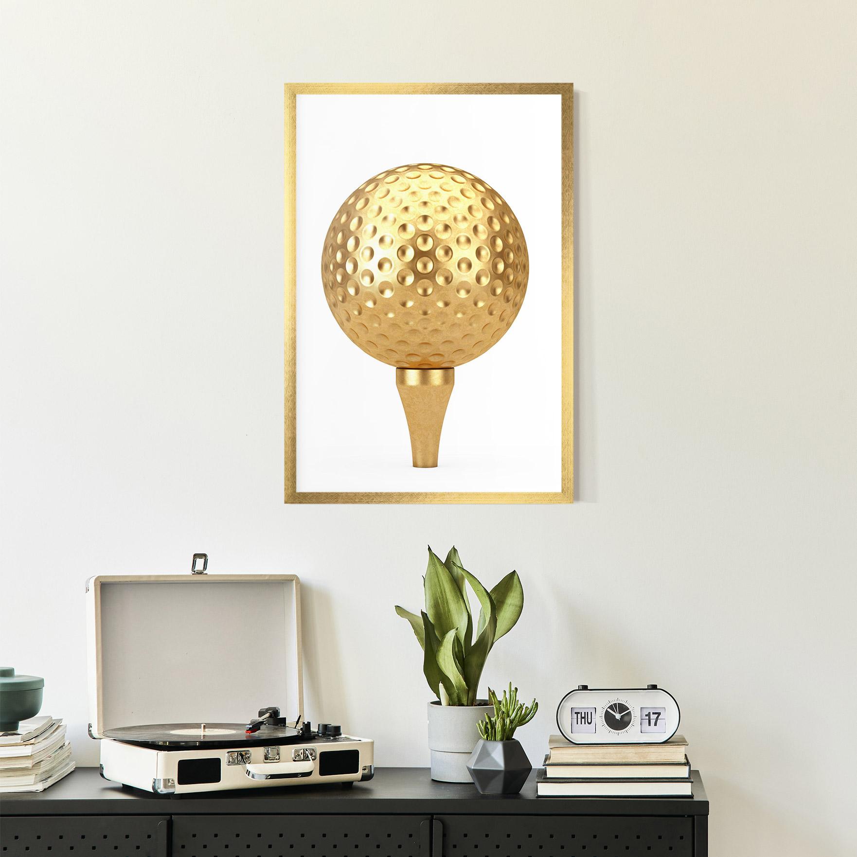 Keretezett Poszter Golden Golf Ball mockup 2