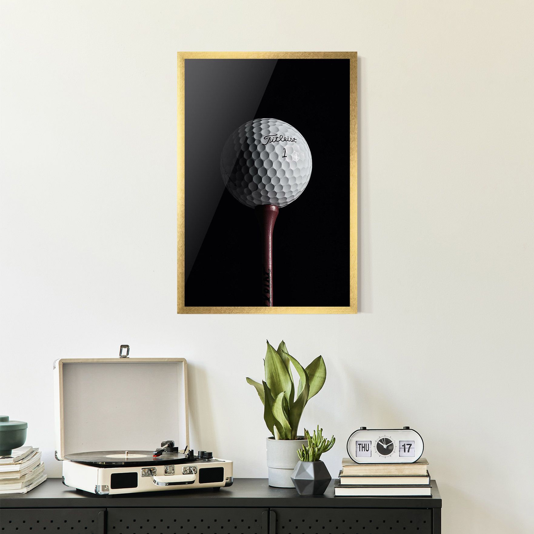 White Golf Ball On Black mockup 2