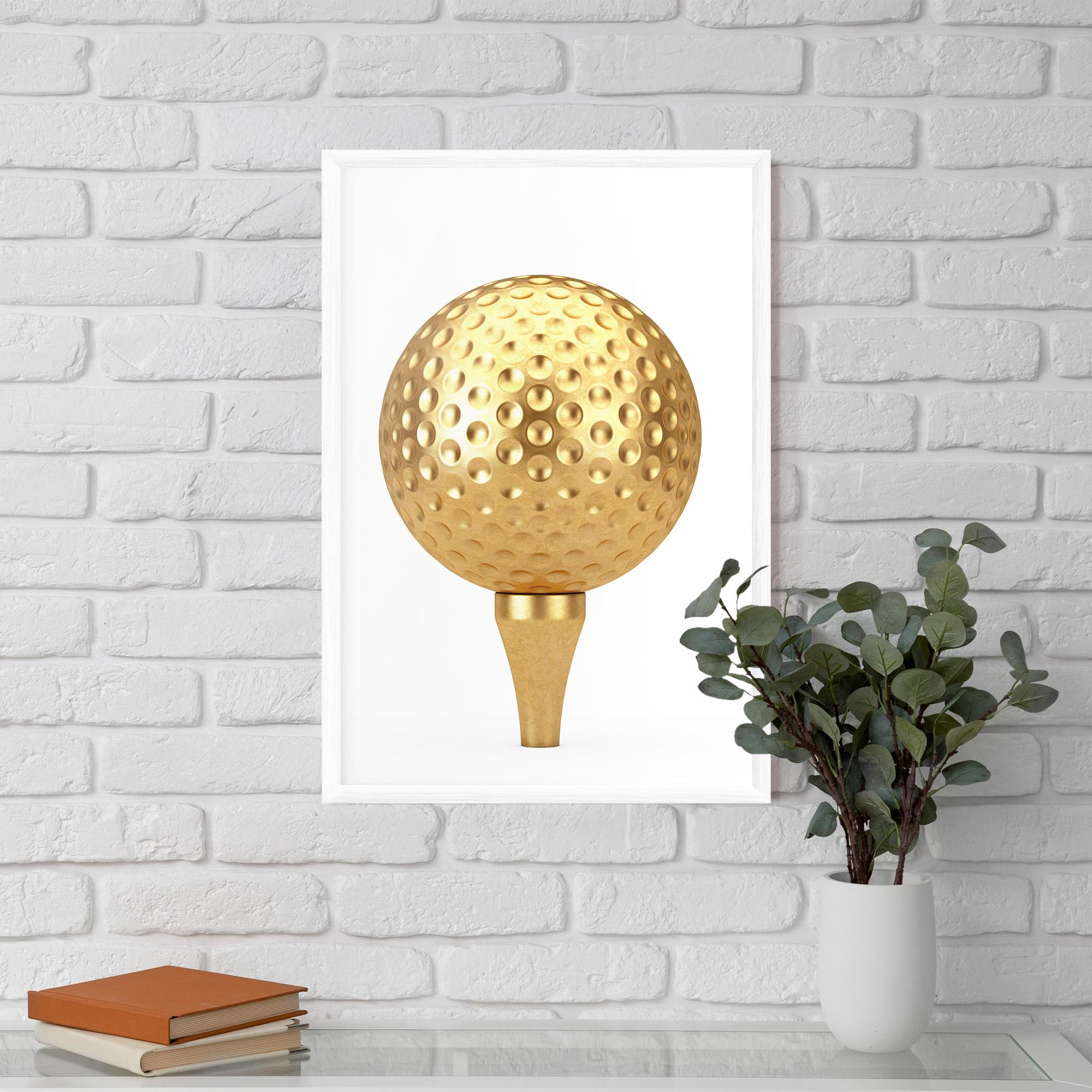 Keretezett Poszter Golden Golf Ball mockup 5