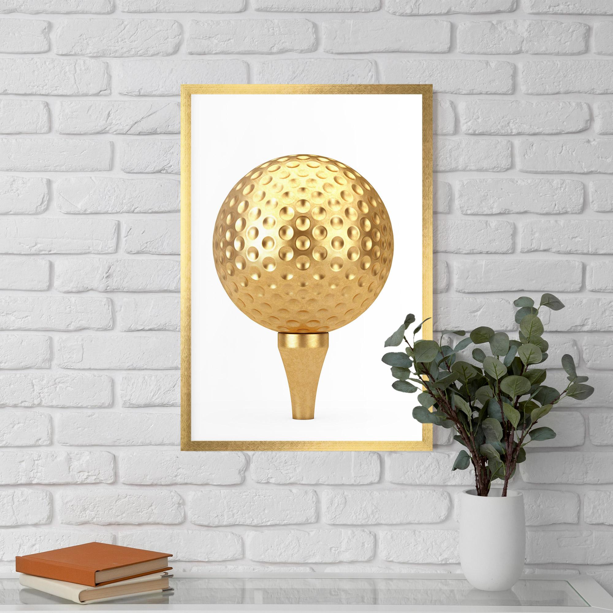 Keretezett Poszter Golden Golf Ball mockup 5