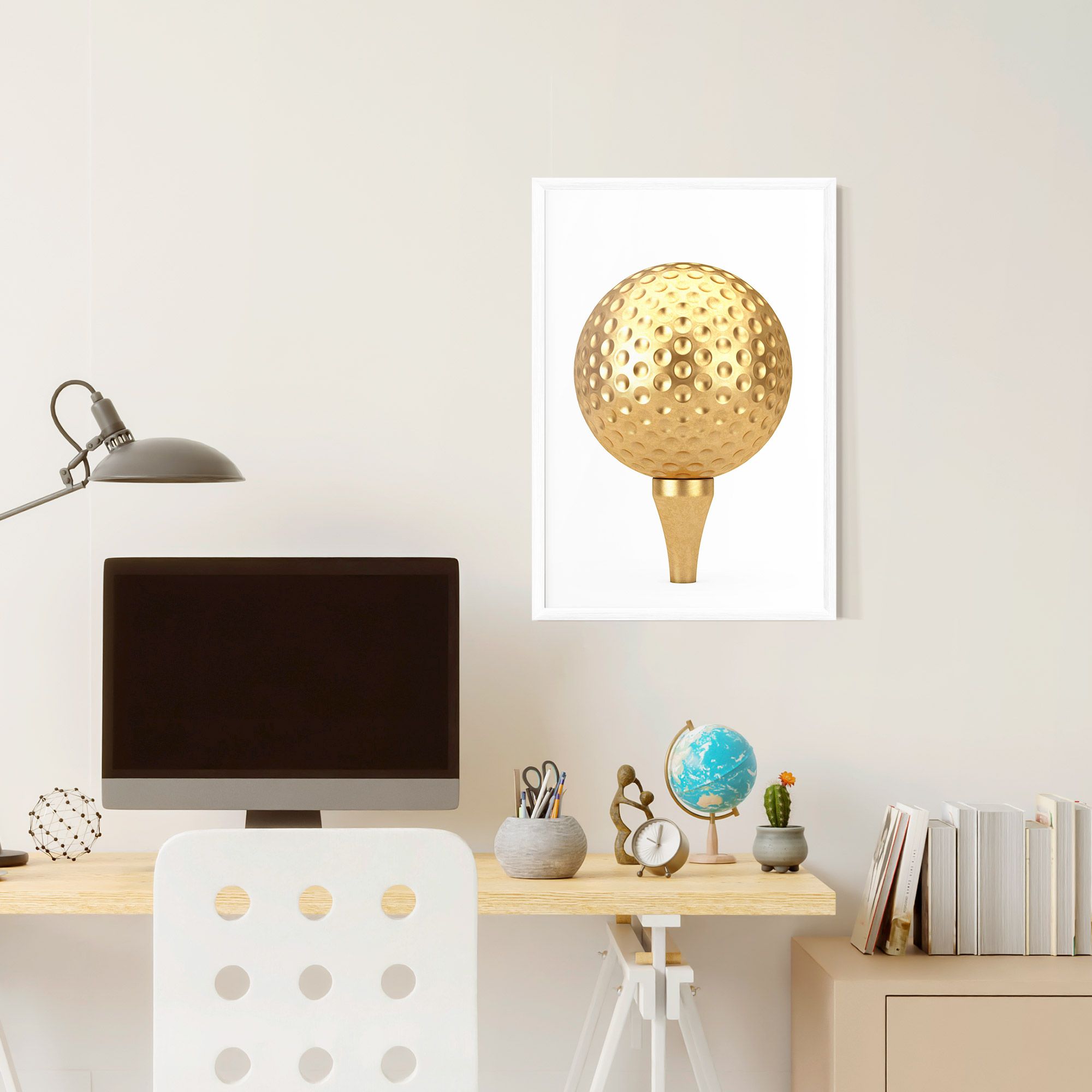 Golden Golf Ball mockup 6