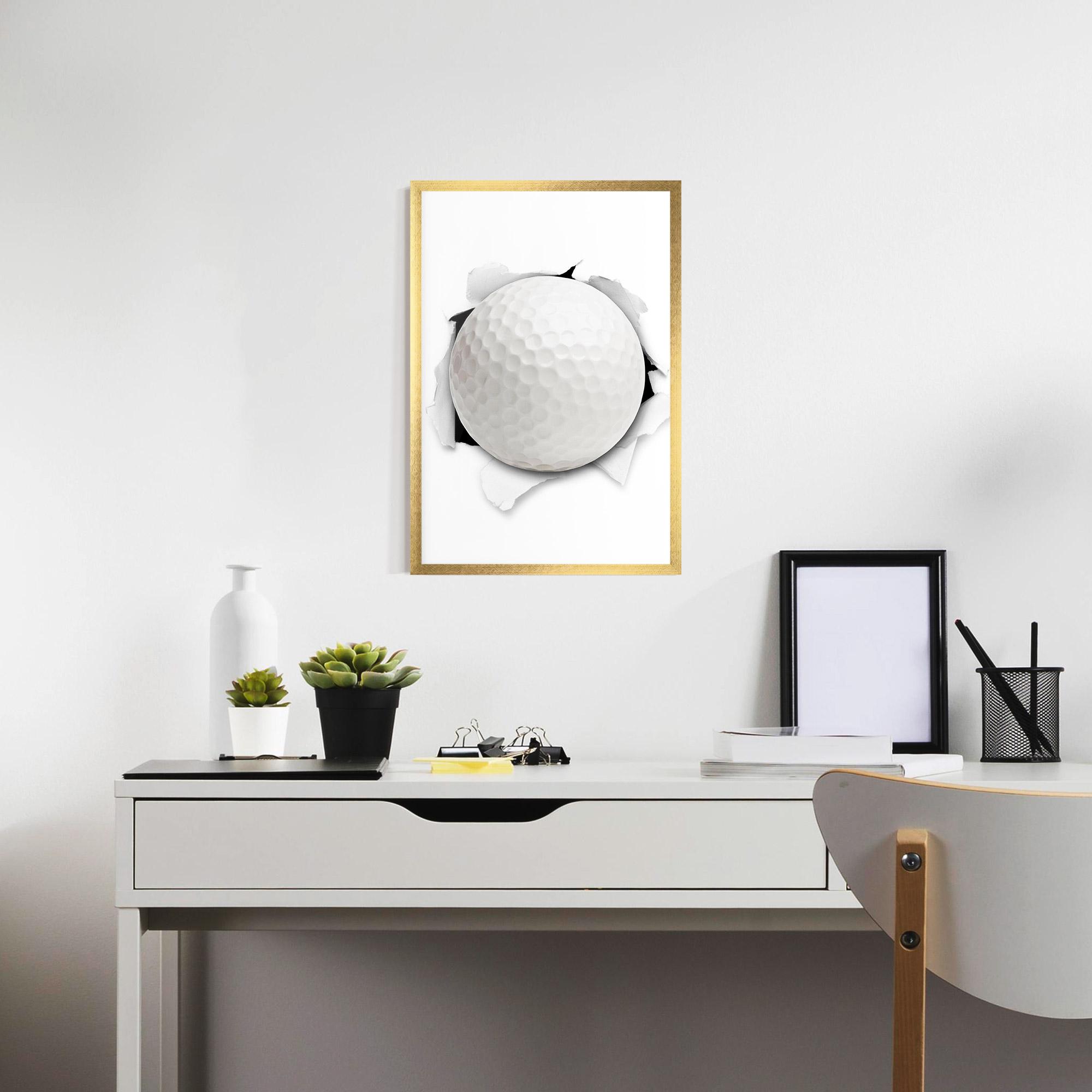 Keretezett Poszter Golf Ball Bursting Hole mockup 7