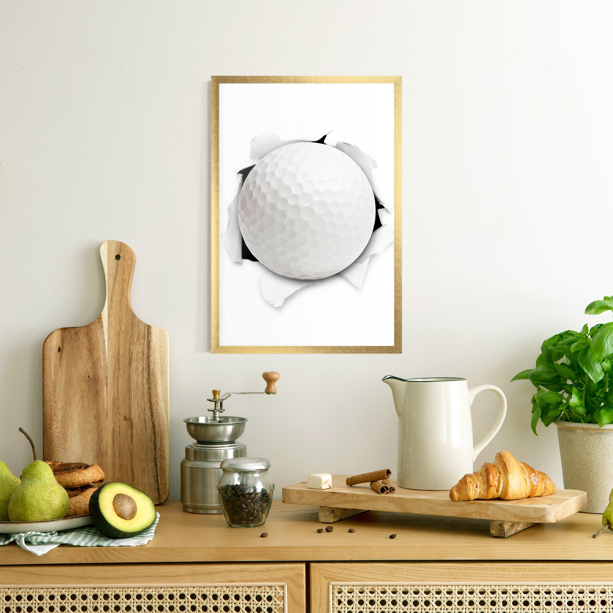 Keretezett Poszter Golf Ball Bursting Hole mockup 8