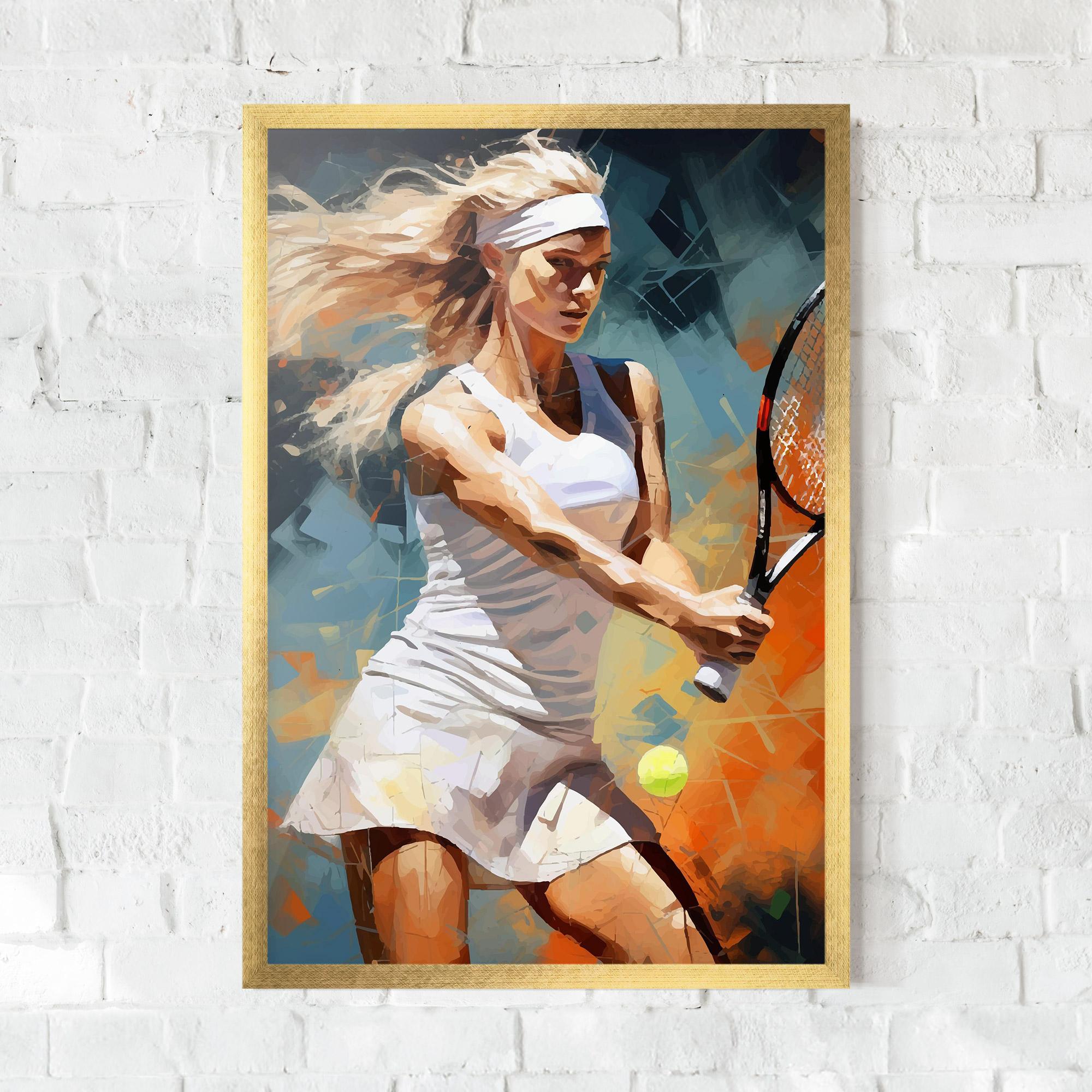 Keretezett Poszter Blonde Tennis Girl mockup 0