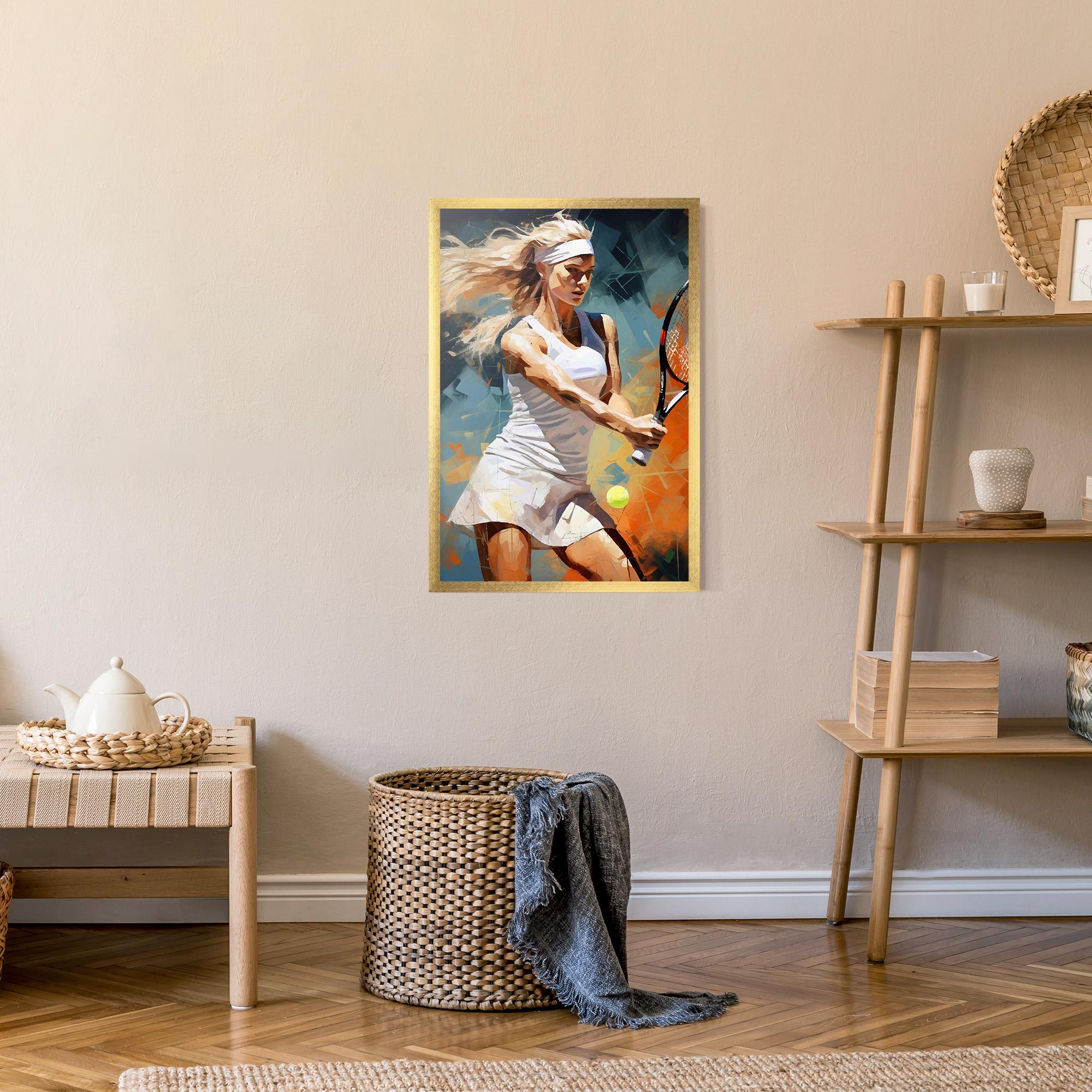 Keretezett Poszter Blonde Tennis Girl mockup 9