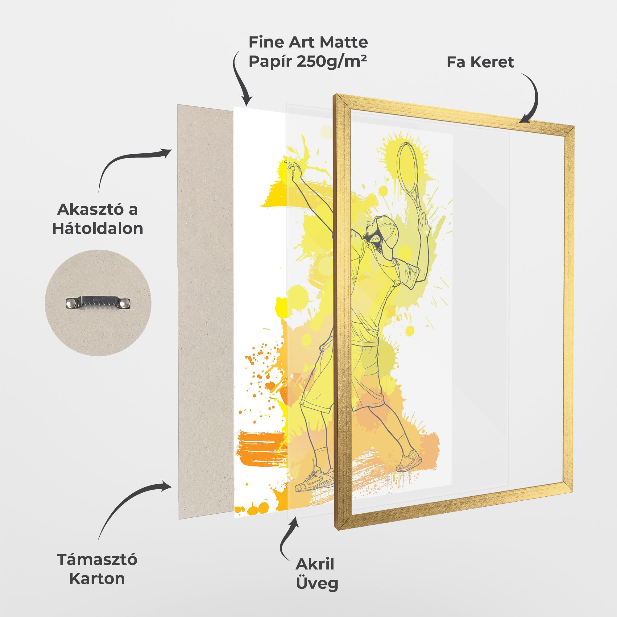 Keretezett Poszter Yellow Art Tennis mockup 1
