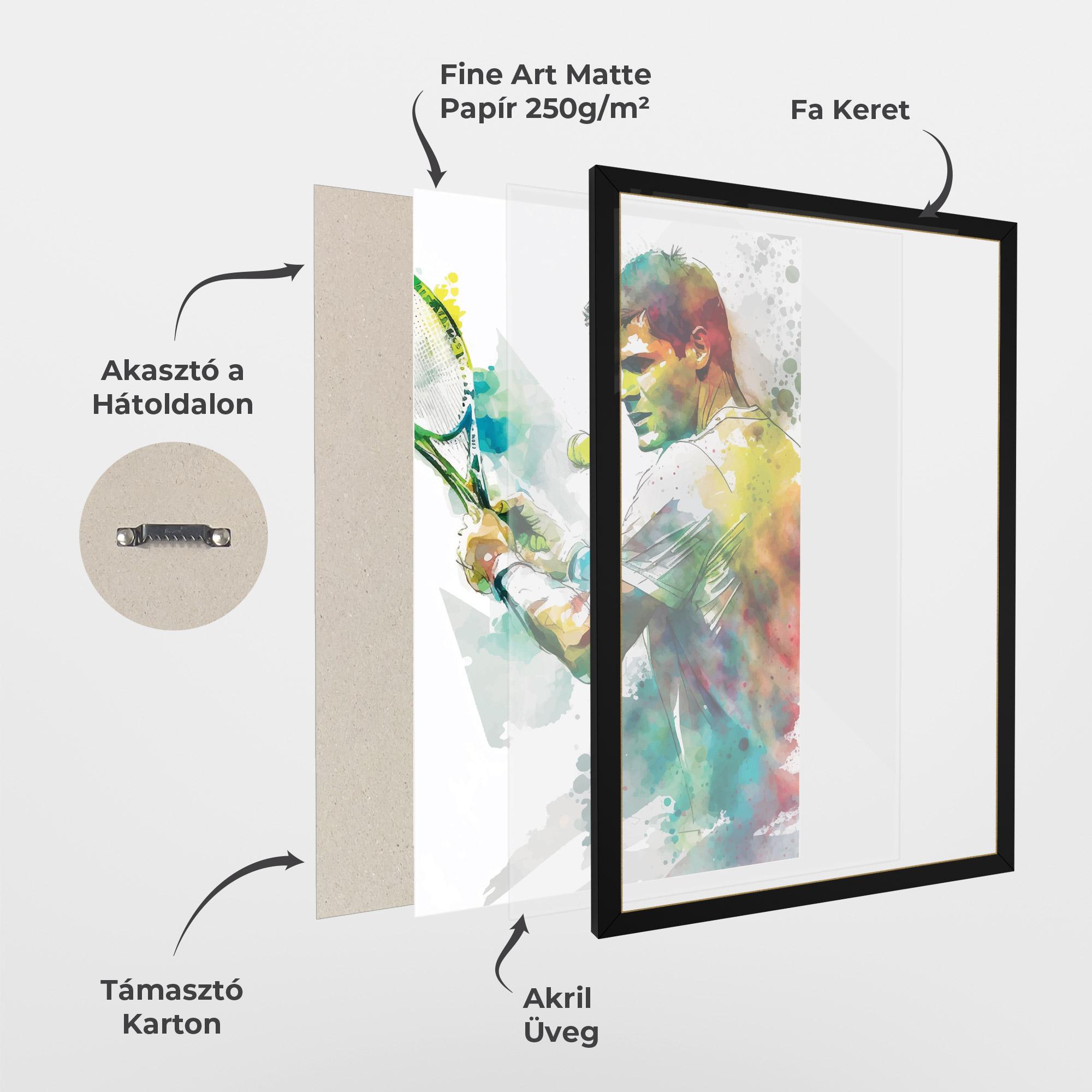 Keretezett Poszter Tenis Watercolor mockup 1