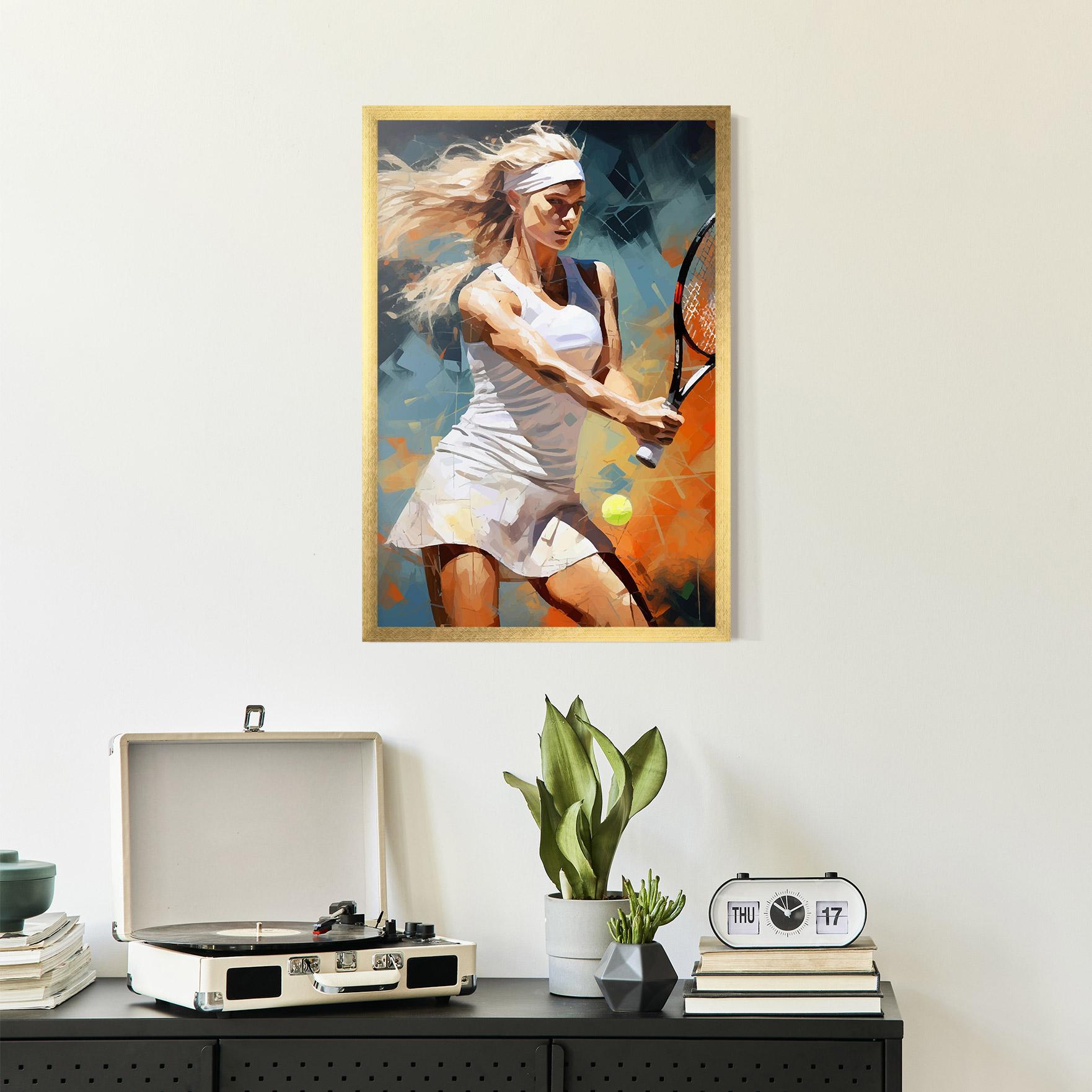 Keretezett Poszter Blonde Tennis Girl mockup 2